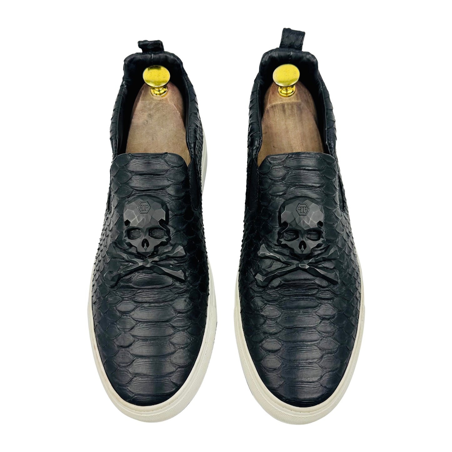 Philipp Plein Casper Python-Embossed Leather Shoes (Size 42.5)