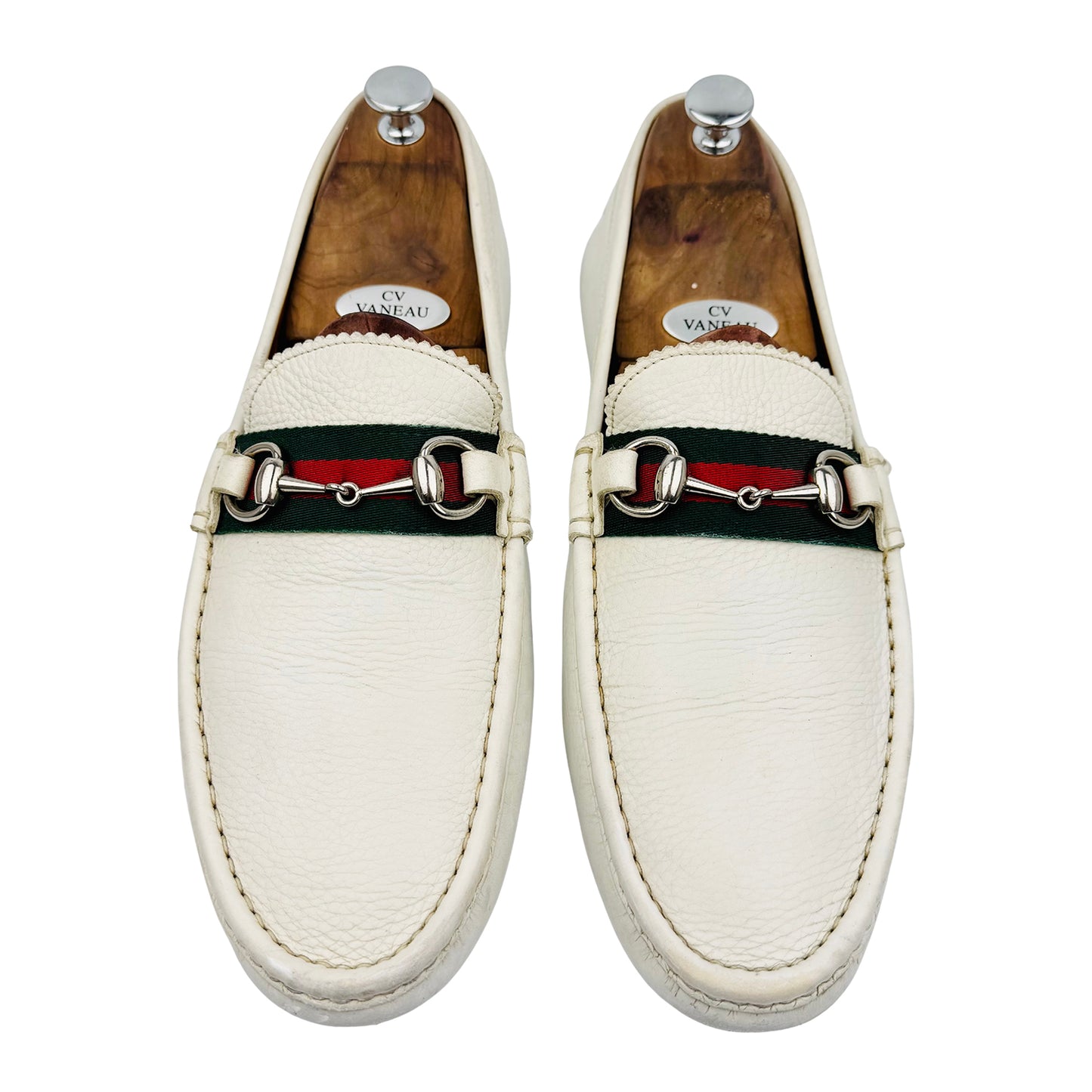 Gucci Men's White Webbing Trimmed Loafer (Size 45)