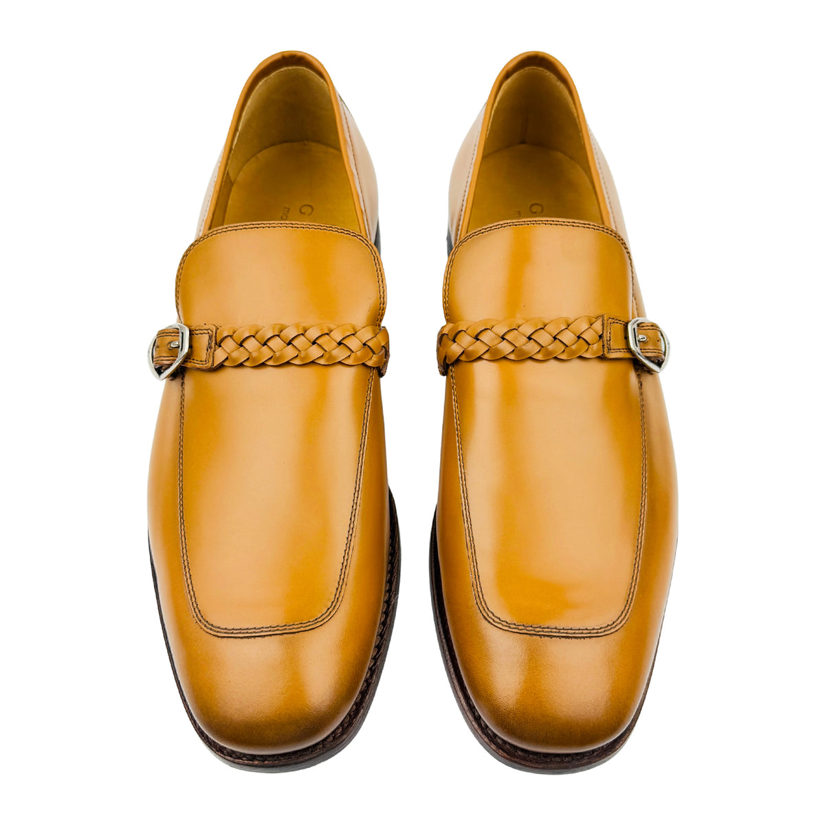 Gucci Cognac Brown Buckle Strap Leather Loafers (Size 43)