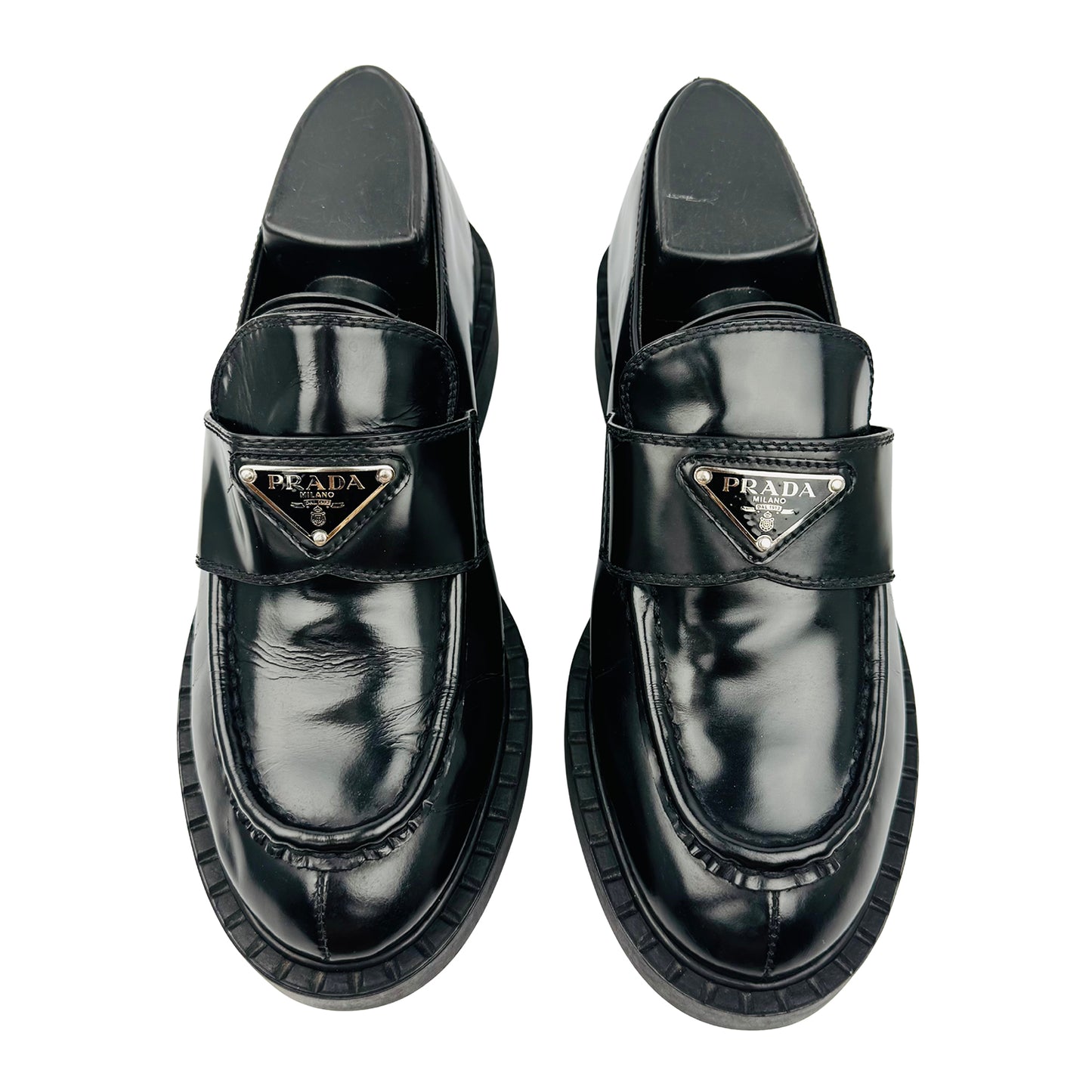 Prada Brushed Leather Black Loafers (Size 38/38.5)