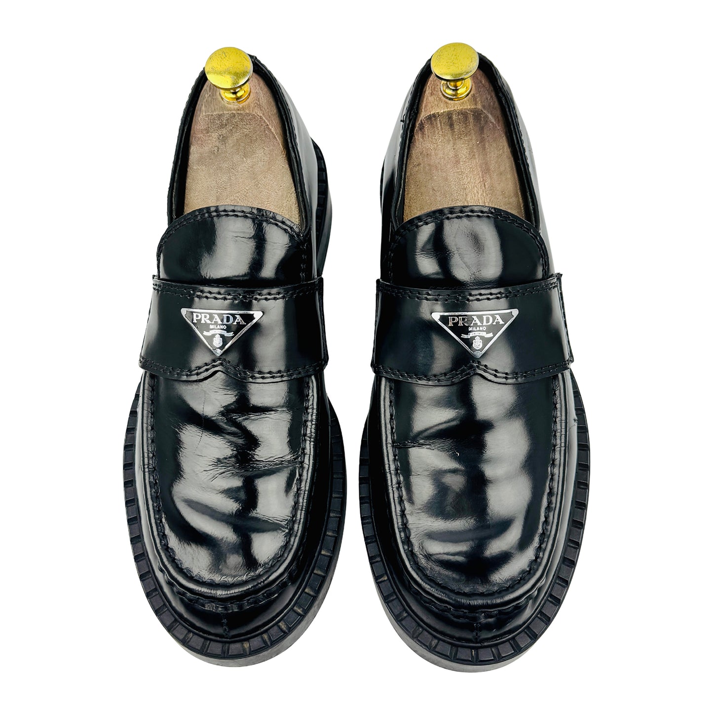 Prada Black Brushed Leather Loafers (Size 40/40.5)