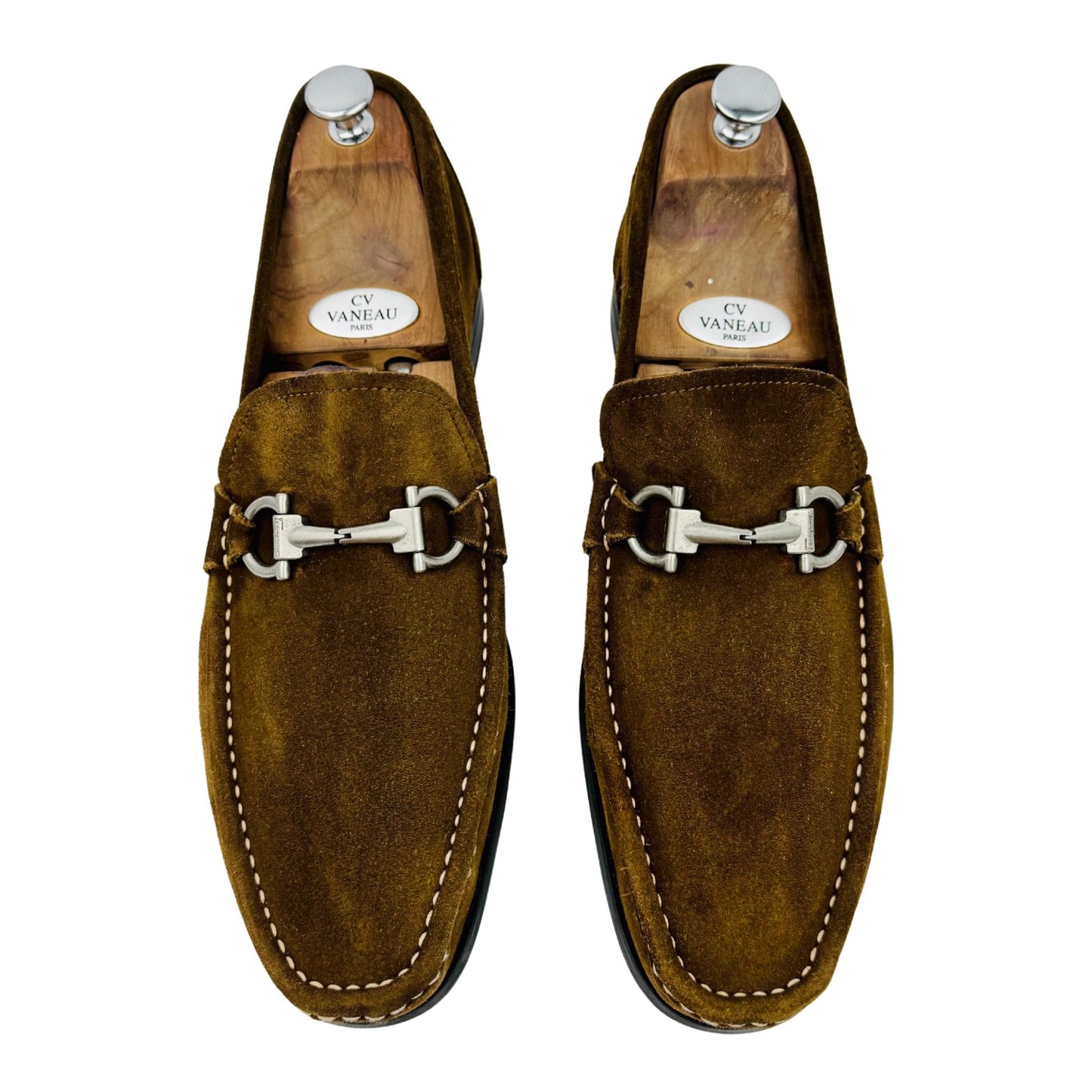 Salvatore Ferragamo Gancini Bit Suede Loafers (Size 44/44.5)