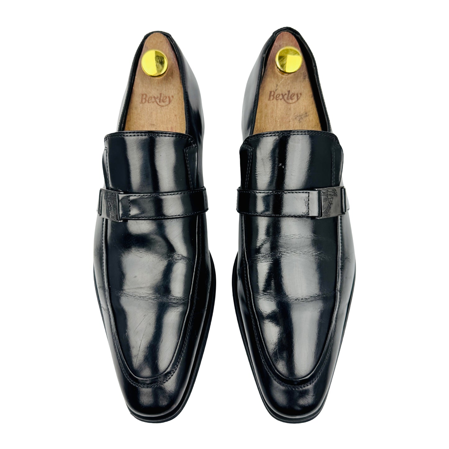 Versace Collection Men's Black Polished Leather Loafers (Size 44)