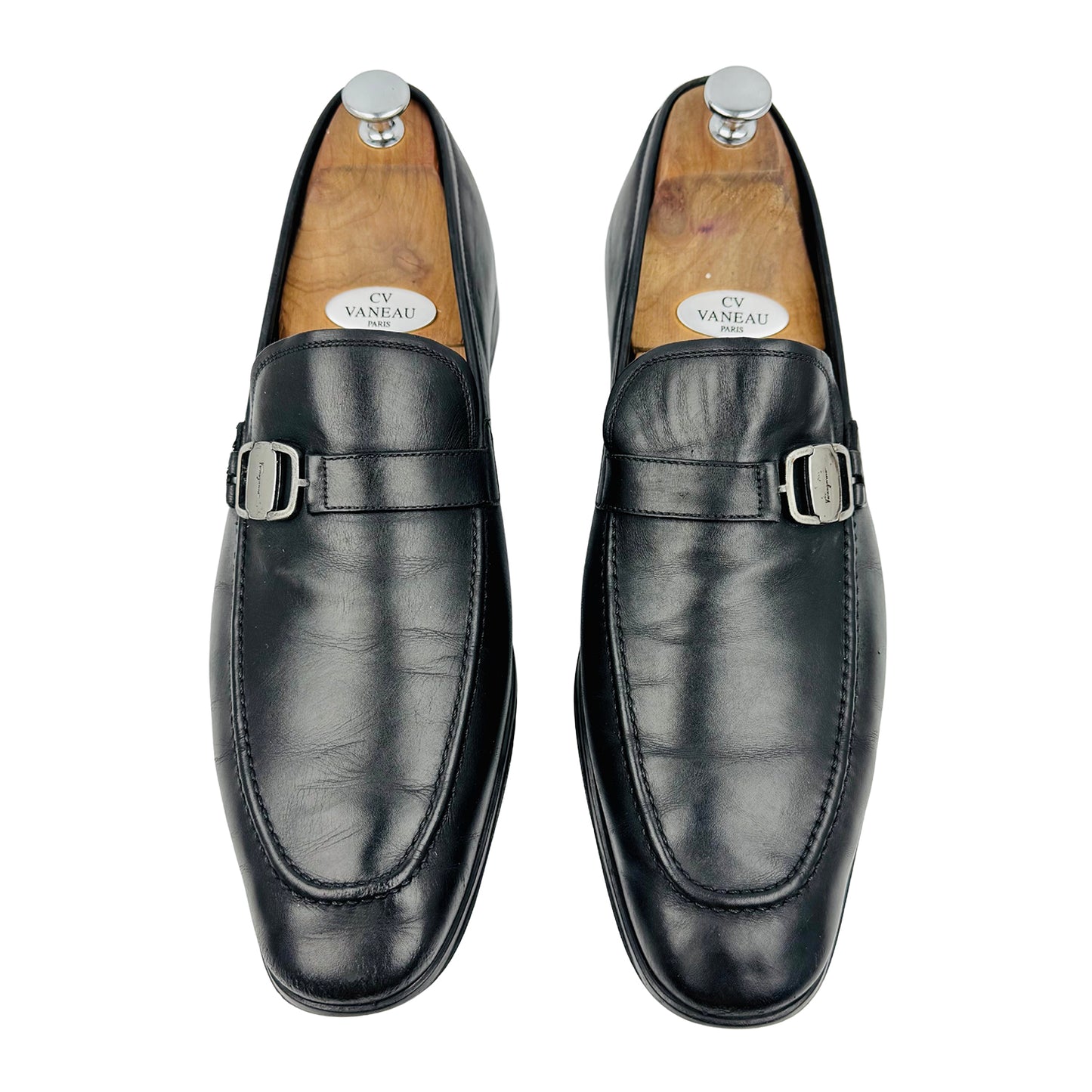 Salvatore Ferragamo Black Leather Loafers (Size 44)