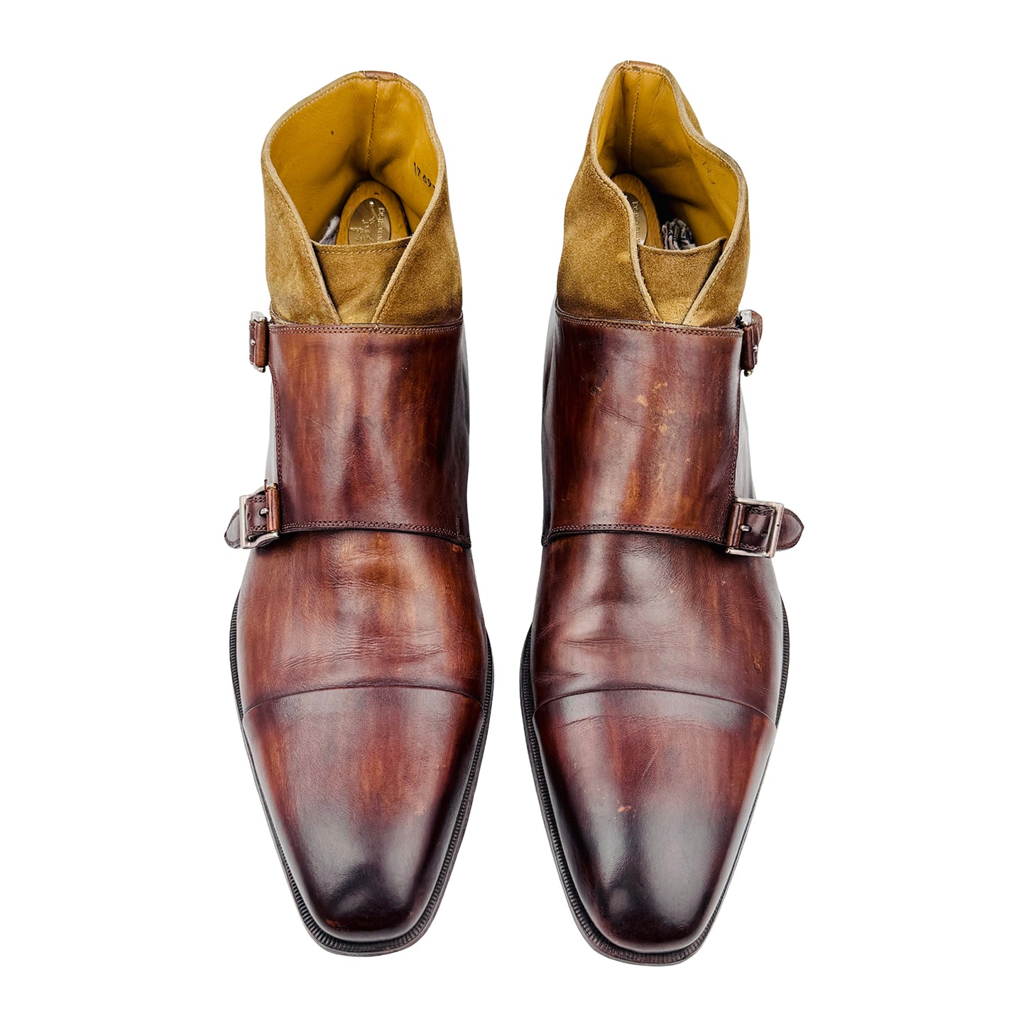 Magnanni Brown Leather Double Monk Strap Boots (Size 43.5)