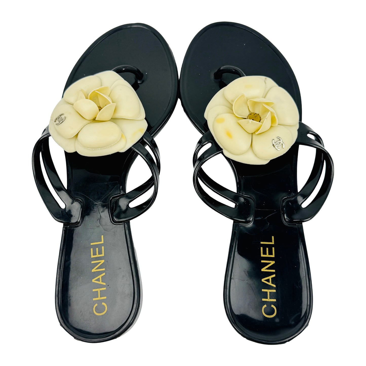 Chanel Women's Camellia Back Thong Slippers (Size 37)