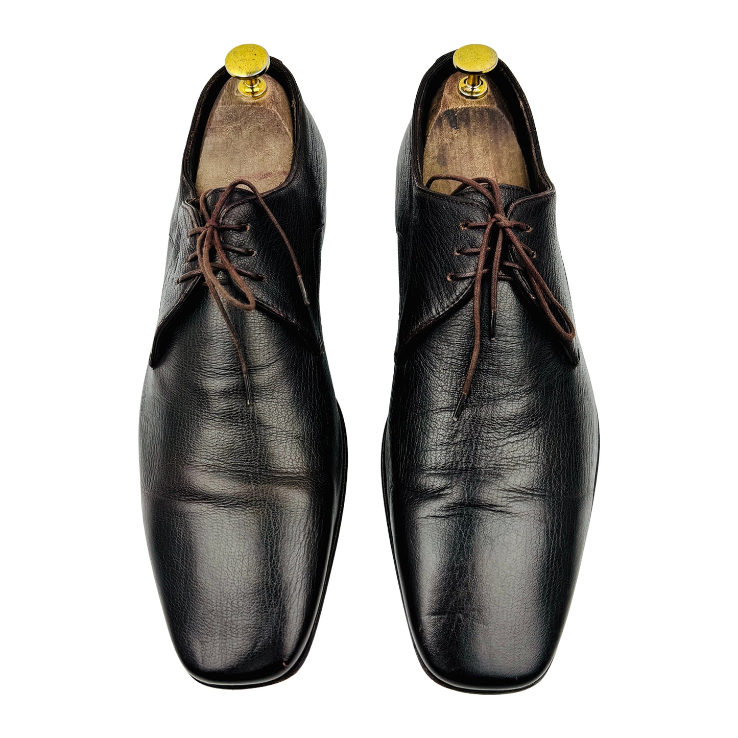 Hugo Boss Men's Dark Brown Leather Derby Shoes (Size 43)