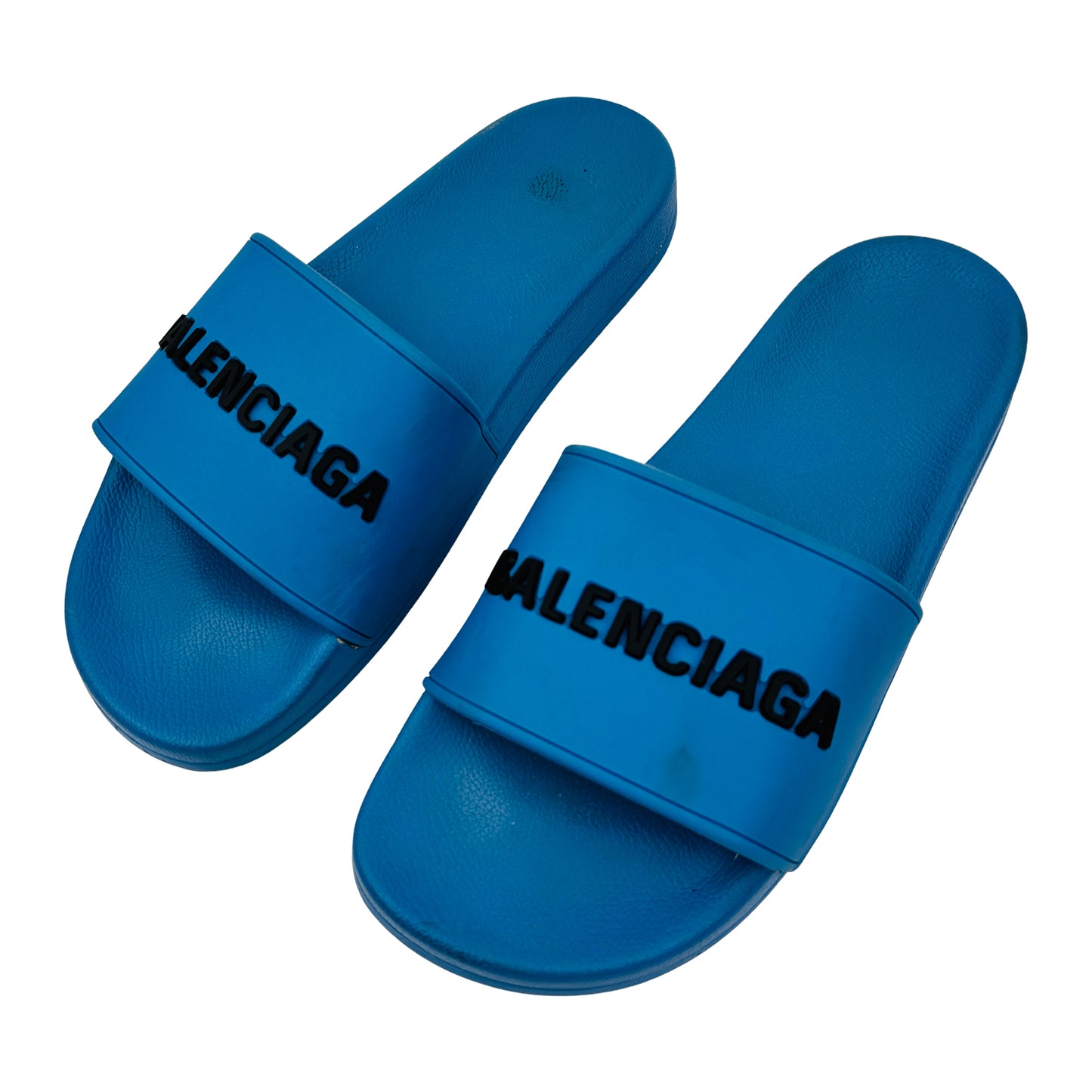 Balenciaga Bright Blue 3D Logo Pool Slides (Size 41) - 565826