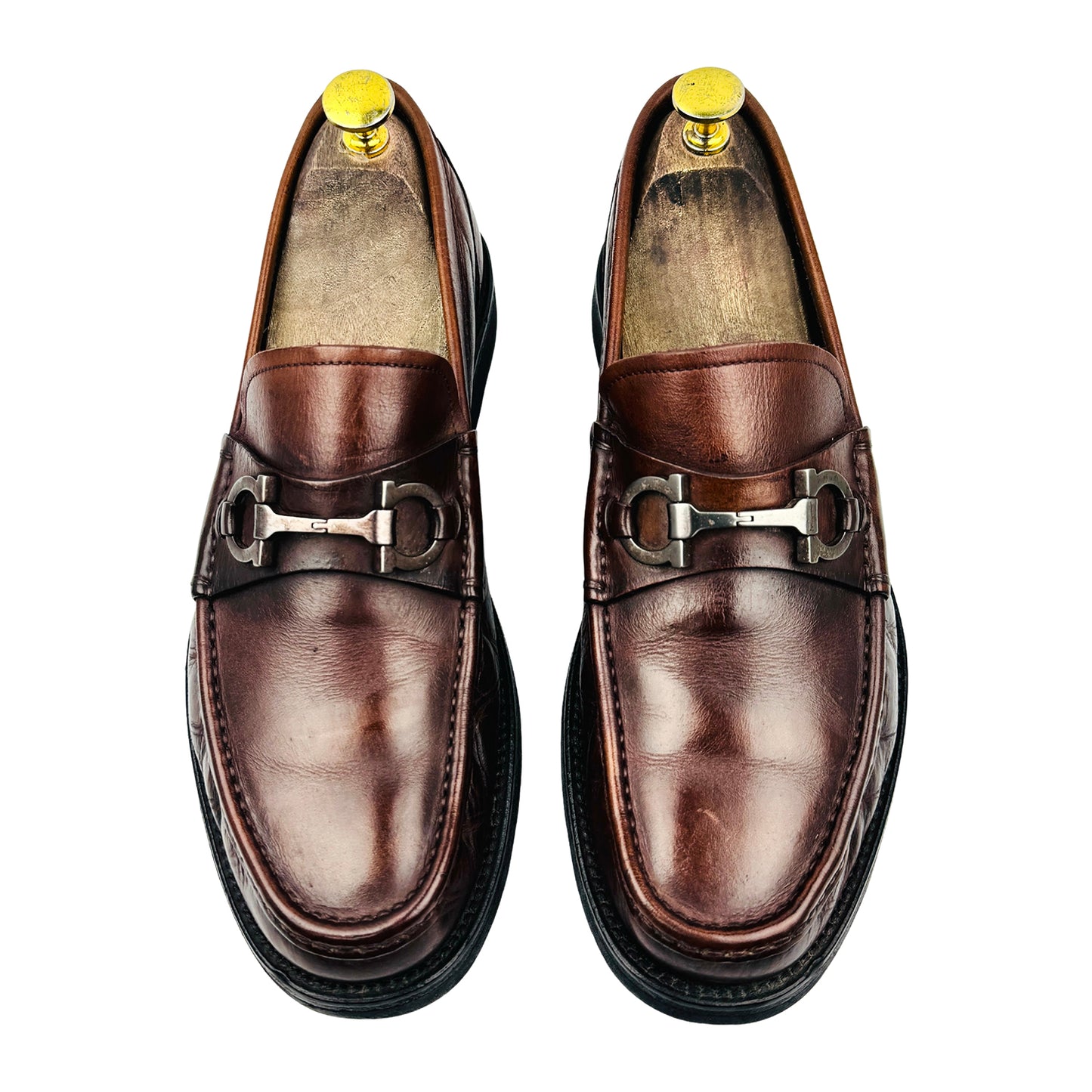 Salvatore Ferragamo Brown Gancini Bit Loafers (Size 42)