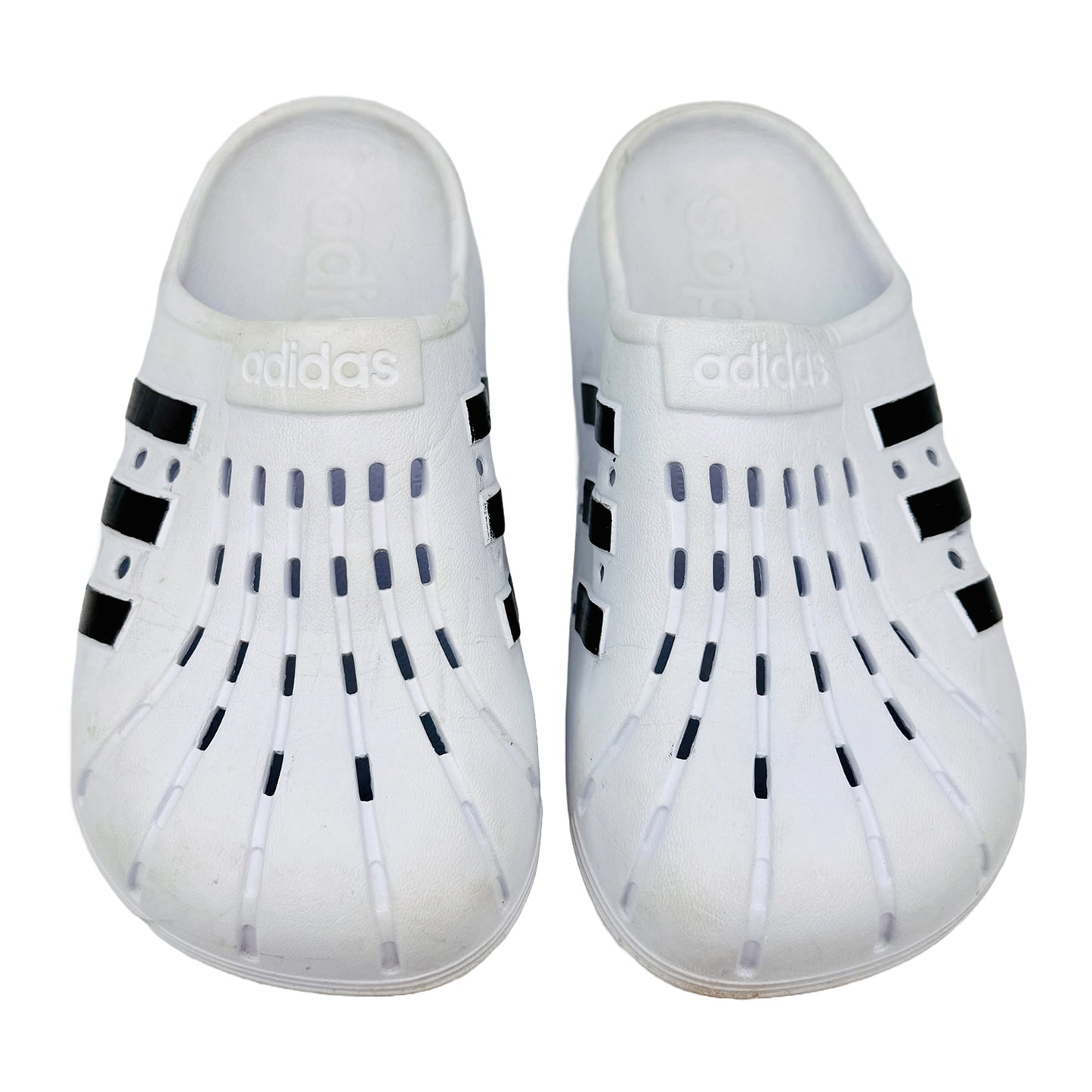 Front image of Adidas Adilette White Clogs (Size 39/40) - FY8970