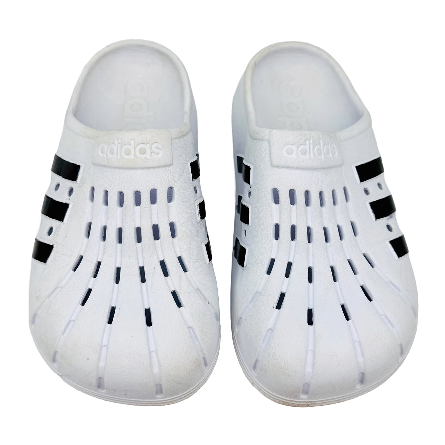 Front image of Adidas Adilette White Clogs (Size 39/40) - FY8970