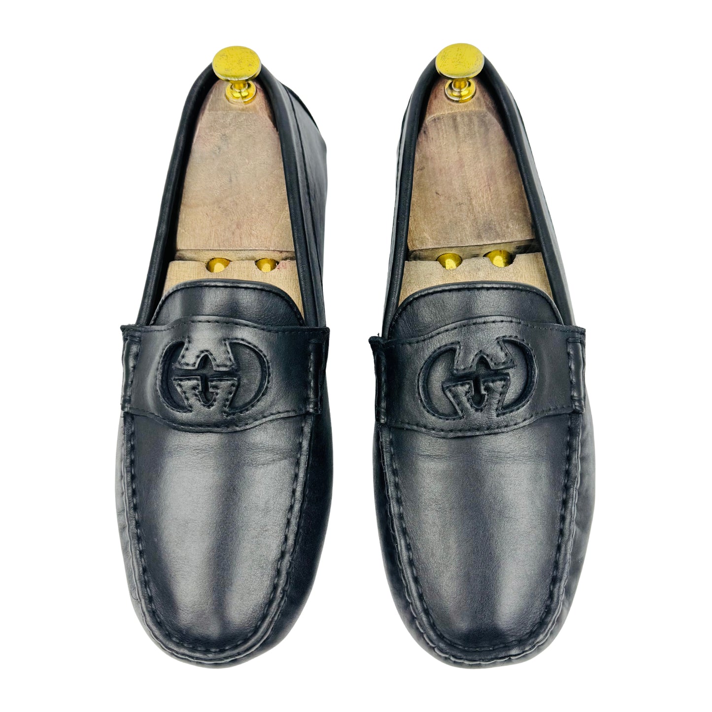 Gucci Men's Black Leather Interlocking G Loafers (Size 41.5)