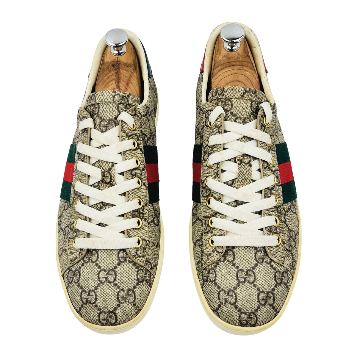 Gucci Ace GG Supreme Web Beige Ebony Sneakers (Size 42/42.5)
