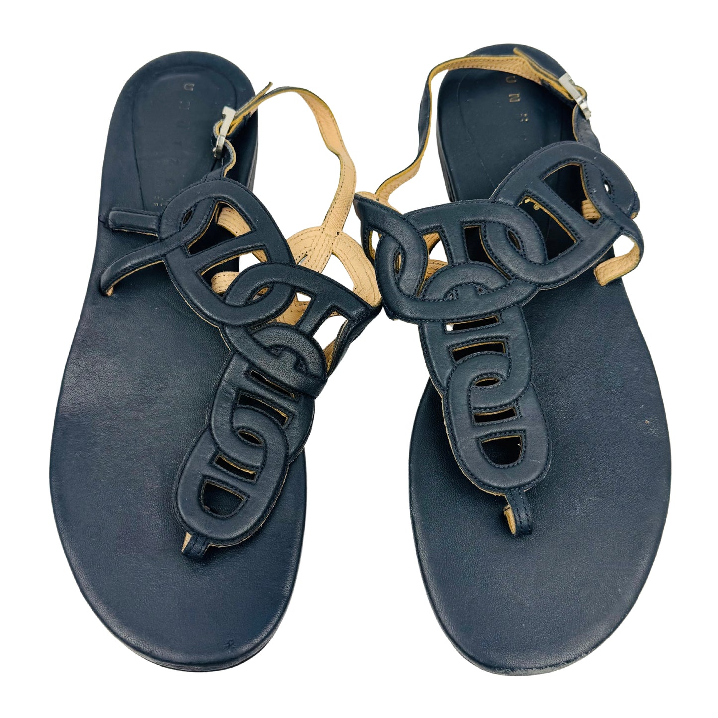 Unützer Women's 7725 Navy Flat Sandals (Size 40.5)