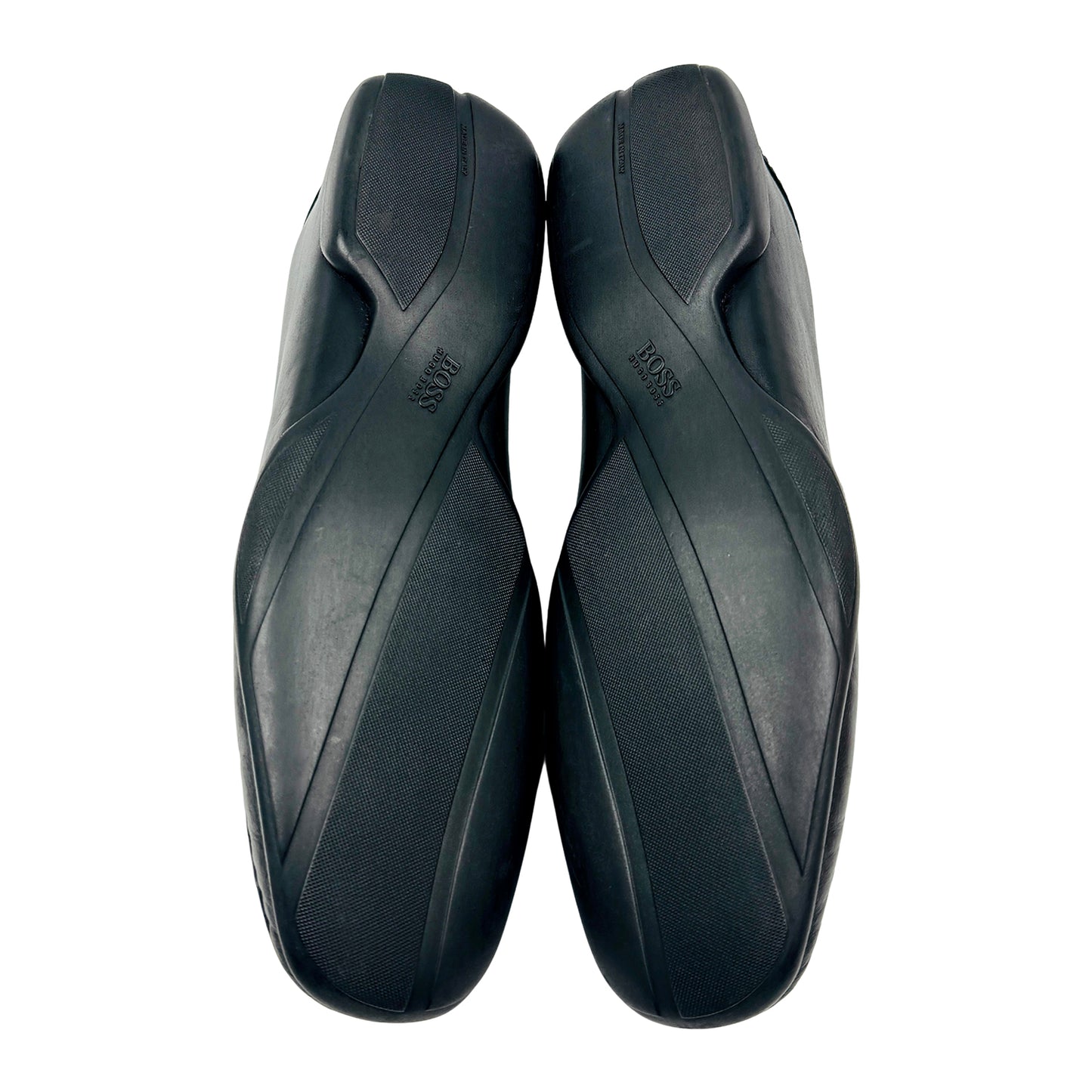 Hugo Boss Men's Black Leather Driving Loafers (Size 44)