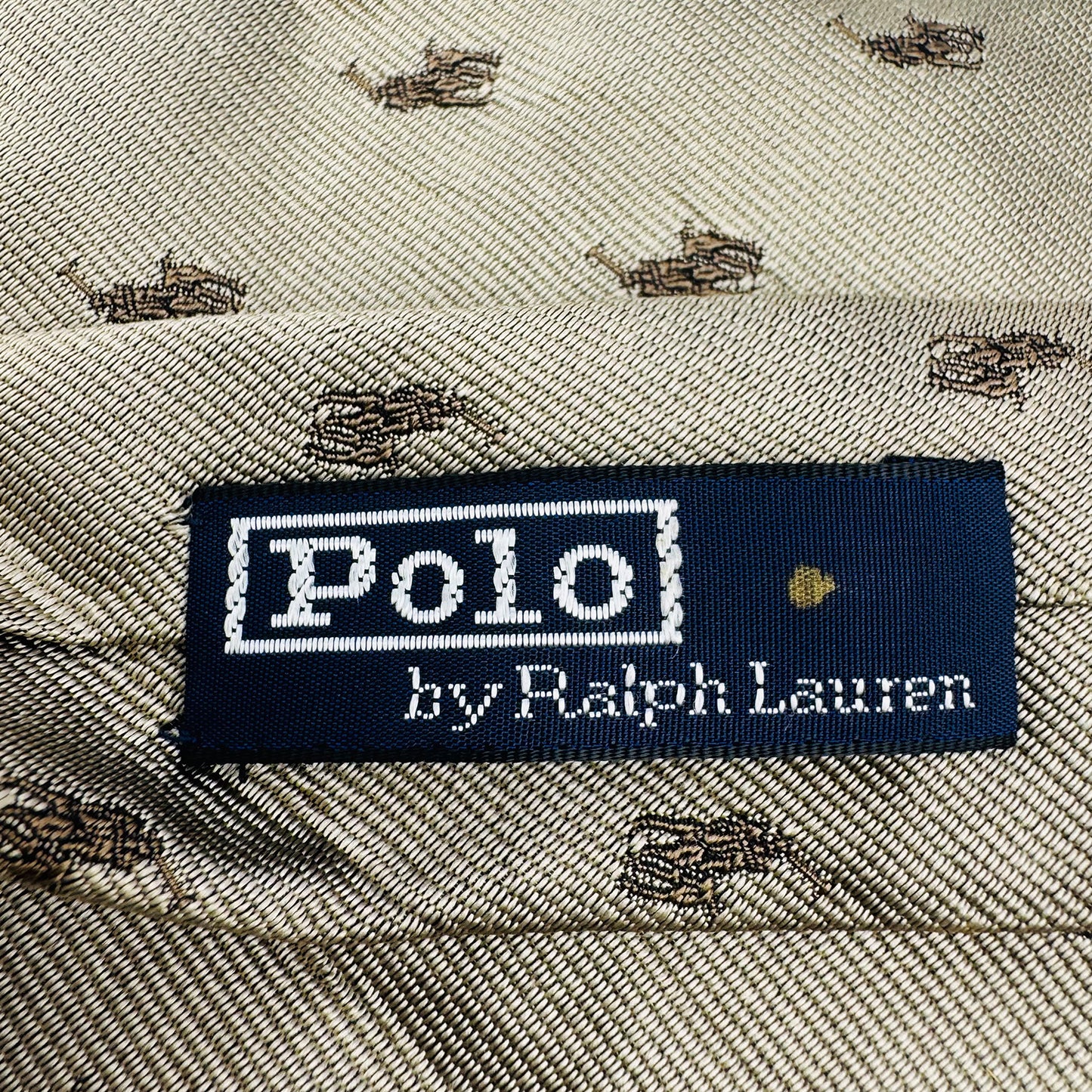 Ralph Lauren Polo Light Beige 'Embroidered Polo Pattern' Tie (Size Regular)