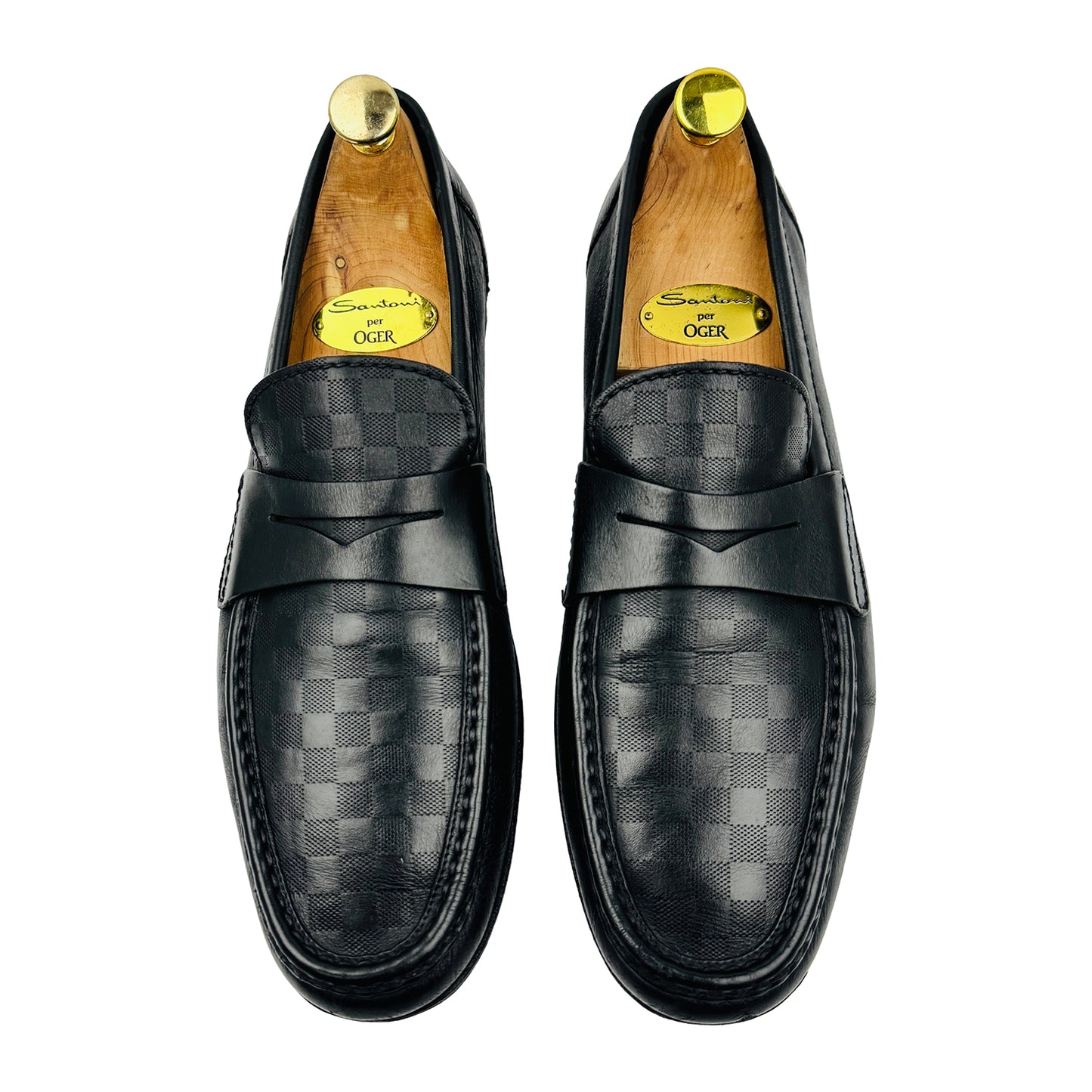 Louis Vuitton Black Damier Infiniti Embossed Leather Loafers (Size 43)
