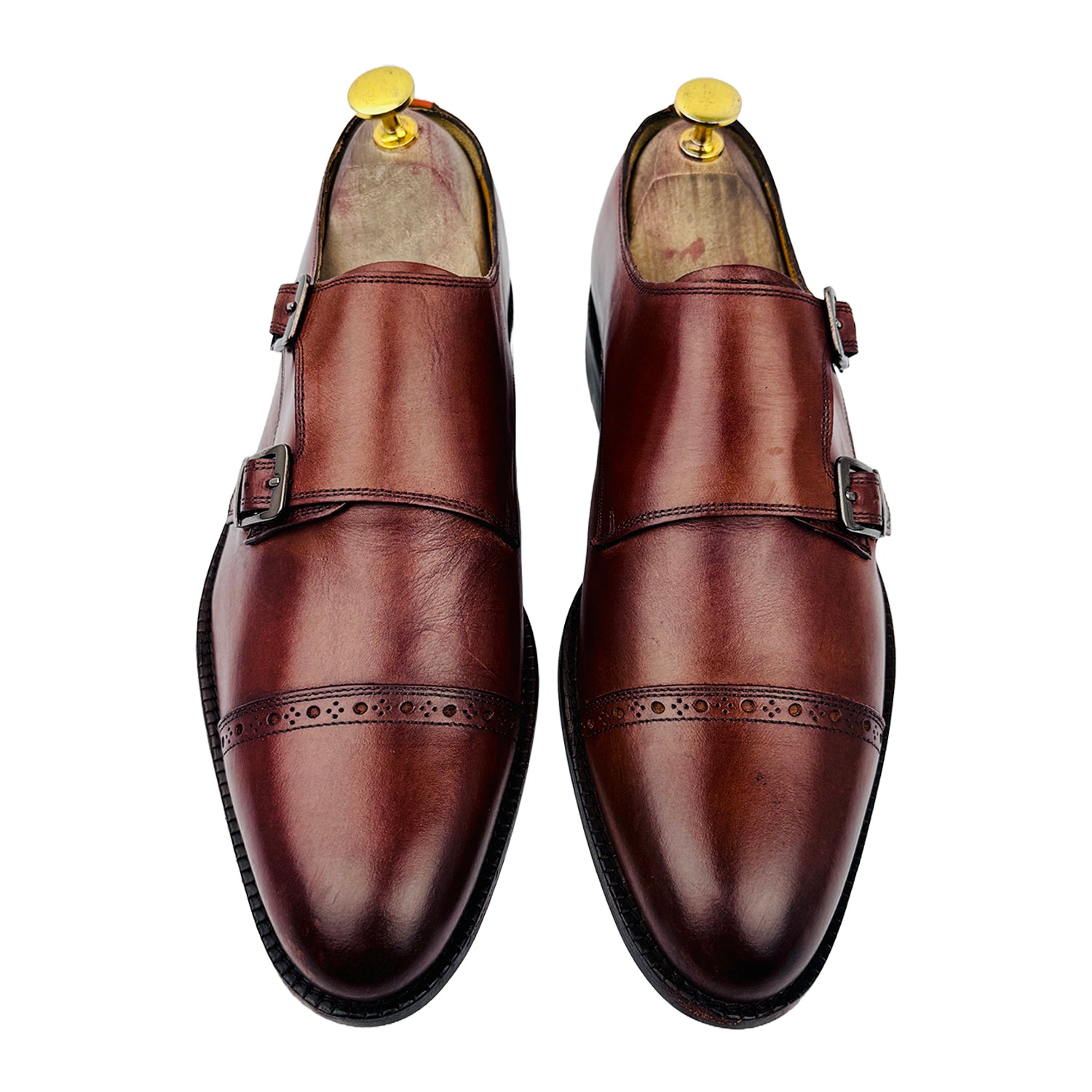 Front image of Bruno Magli Men's Double-Monk Strap Leather Shoes (Size 40)