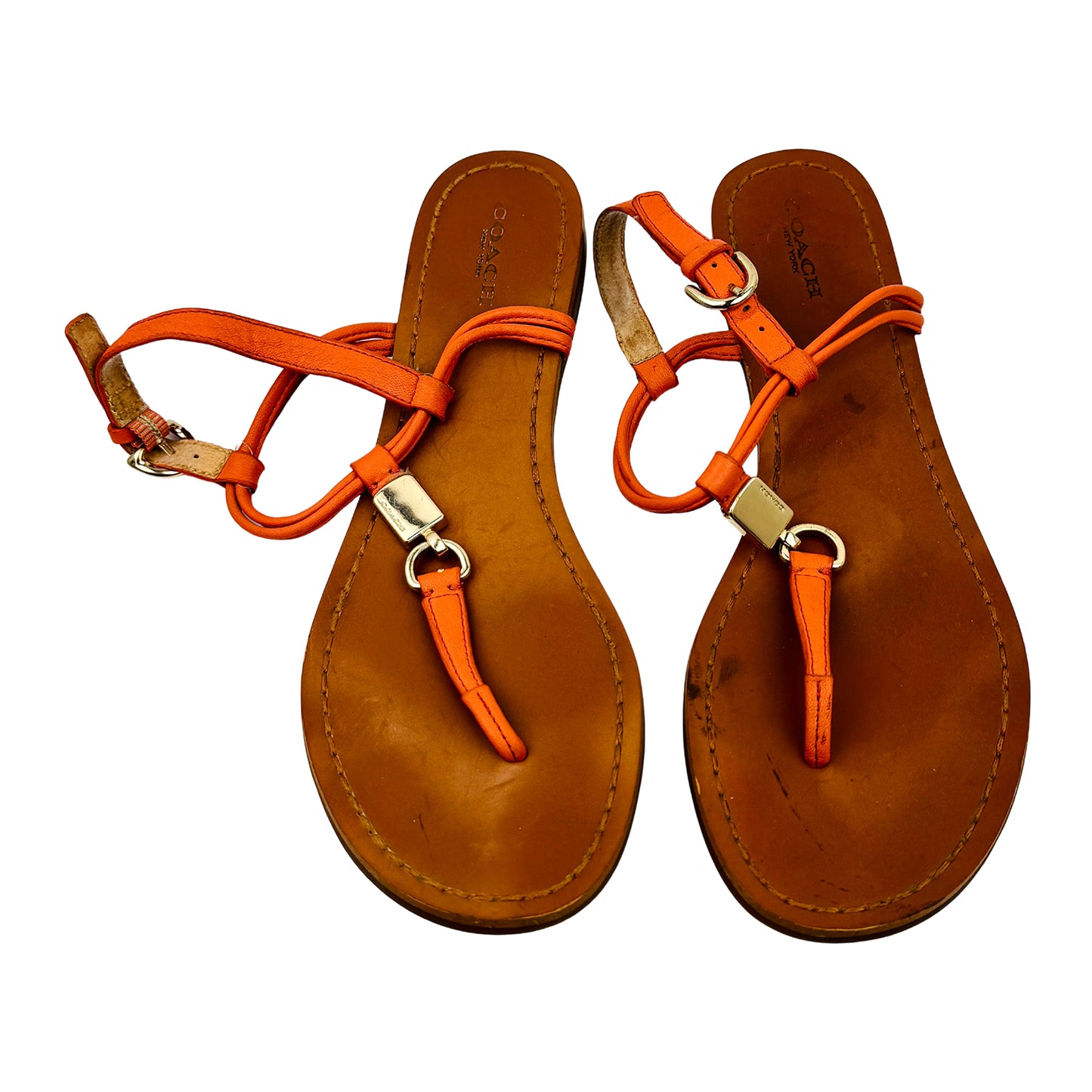 Coach Cicily Brown Leather Sandals (Size 37.5)
