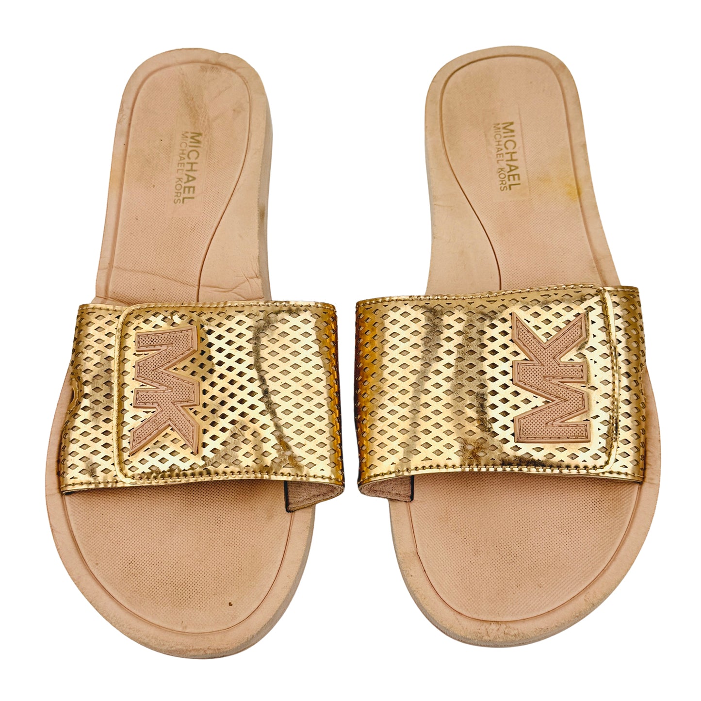 Michael Kors Palmer Rose Gold Slides (Size 36)