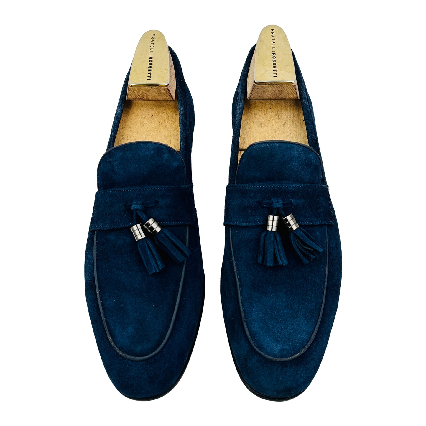 Dune Men's Blue Suede Leather Tassel Loafers (Size 43)
