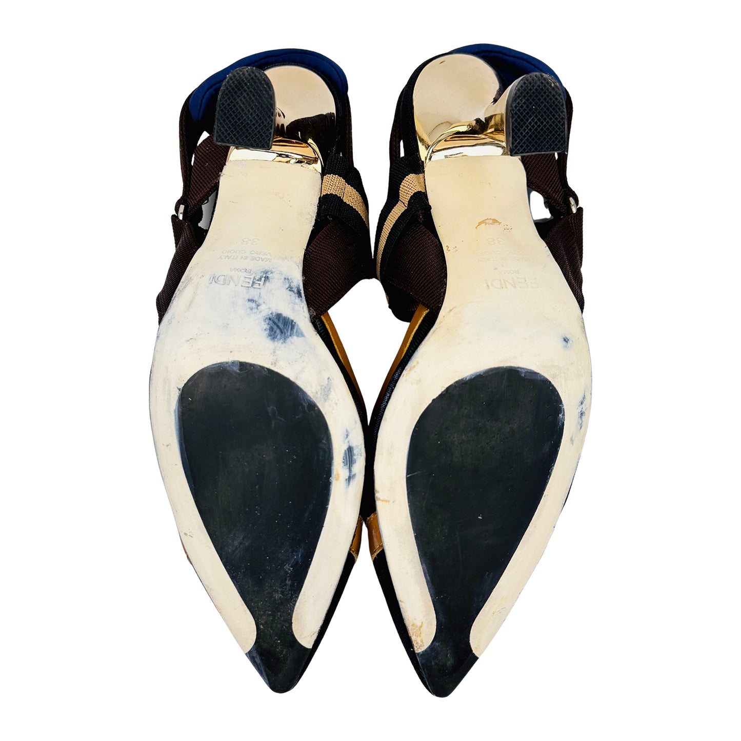Fendi Collibri Black Slingback Heels (Size 38)