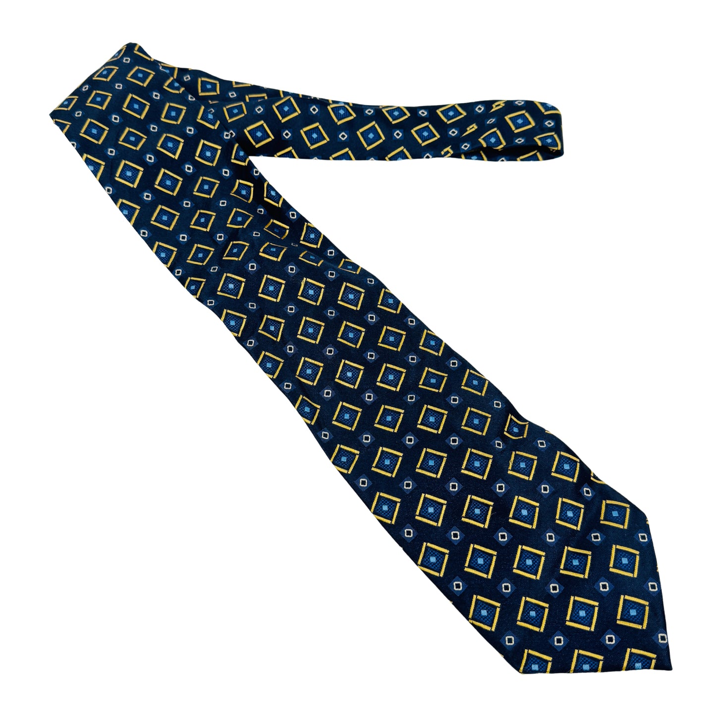 Canali Navy Blue 'Geometric Pattern' Silk Tie (Size Regular)