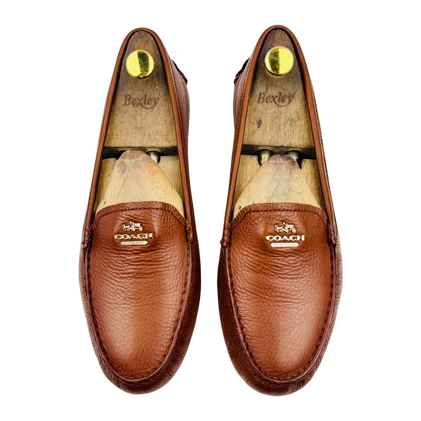 Coach New York Cognac Brown Leather Driving Loafers (Size 42.5)