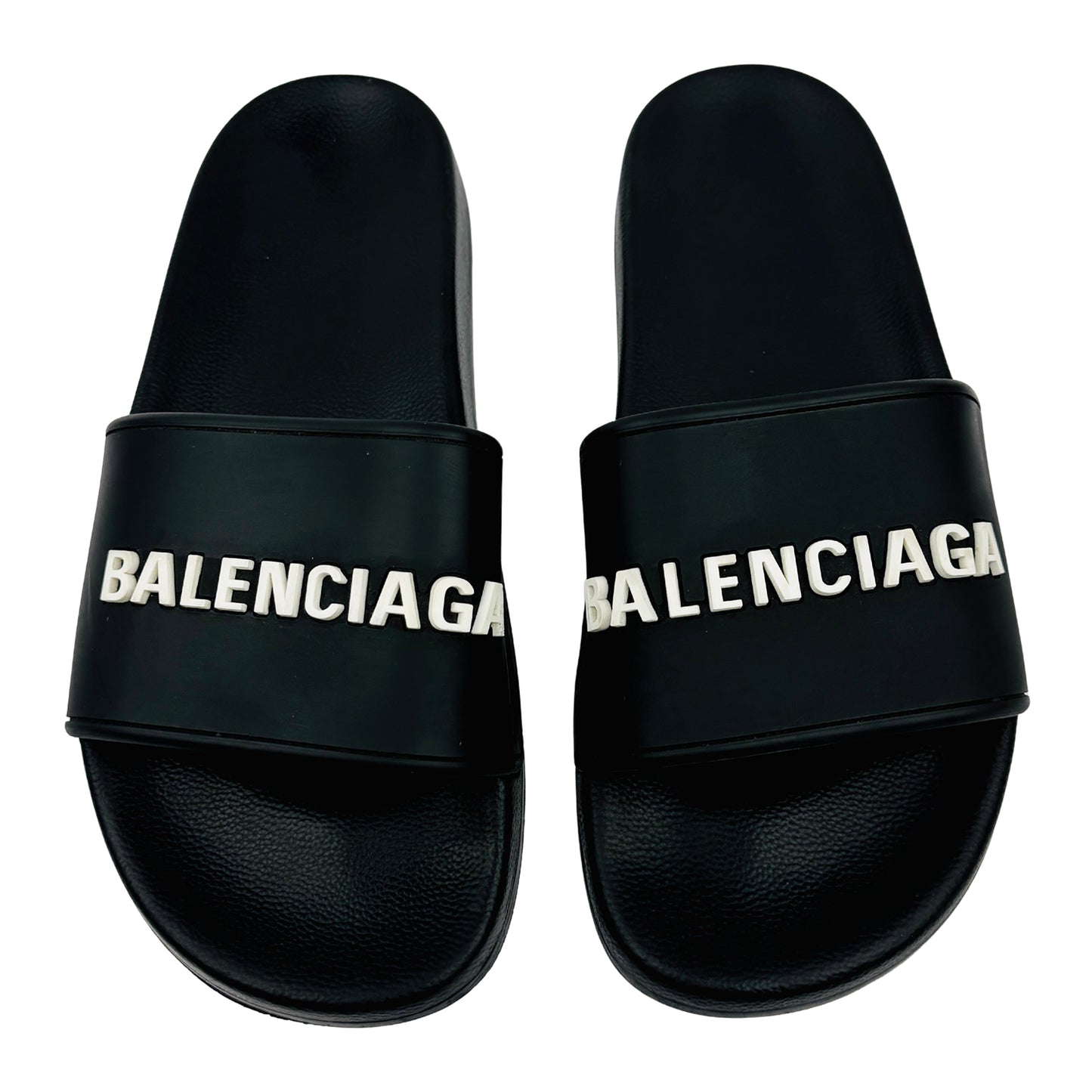 Balenciaga Men's Pool Black Rubber Slides (Size 41.5/42)