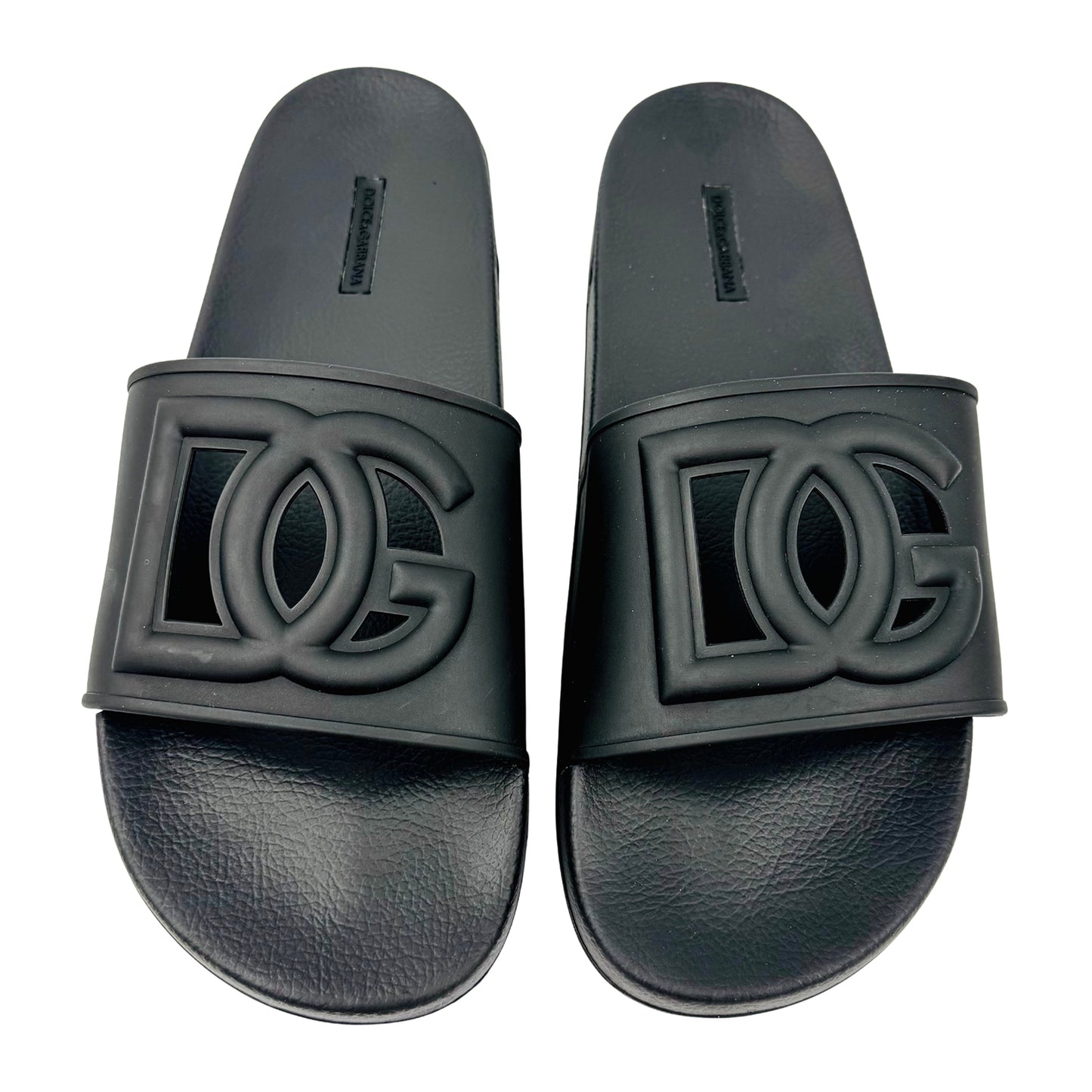 Dolce & Gabbana Men's Black Logo Slides (Size 47)