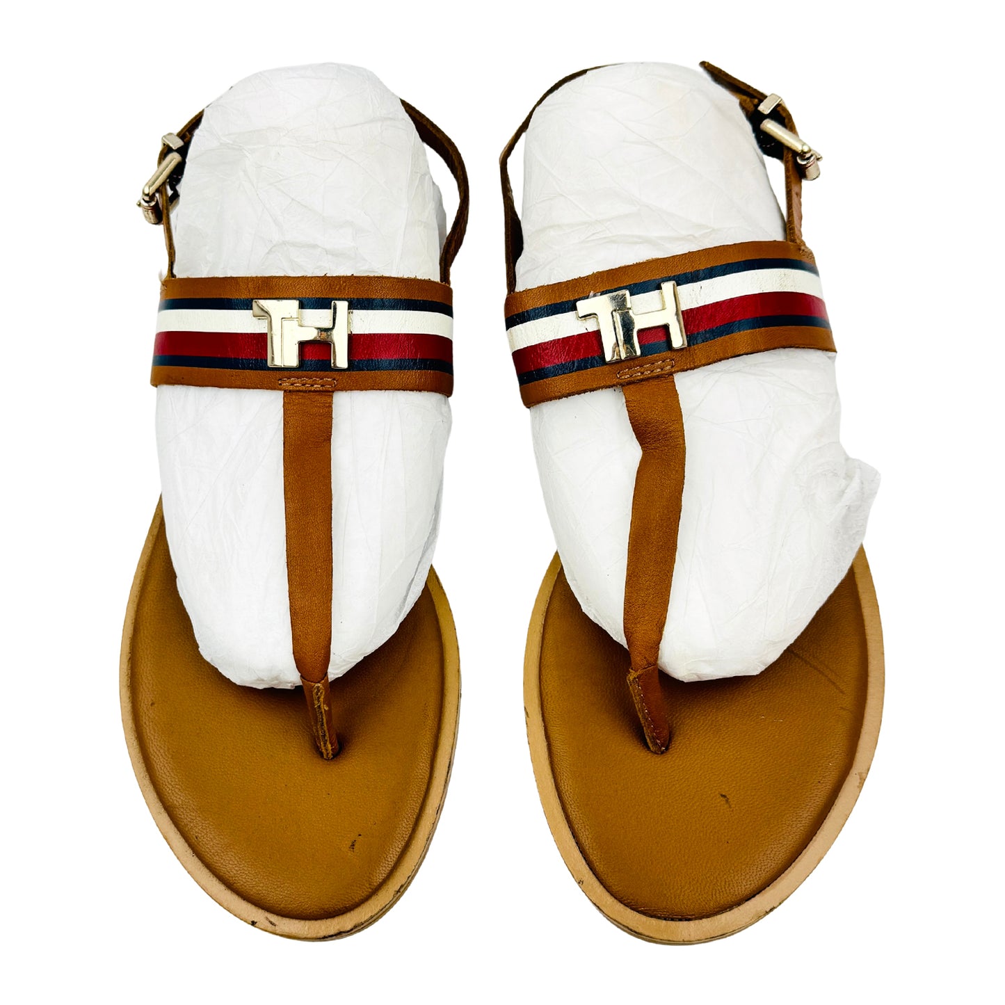 Tommy Hilfiger Corporate Leather Flat Sandals (Size 40) - FW0FW04840