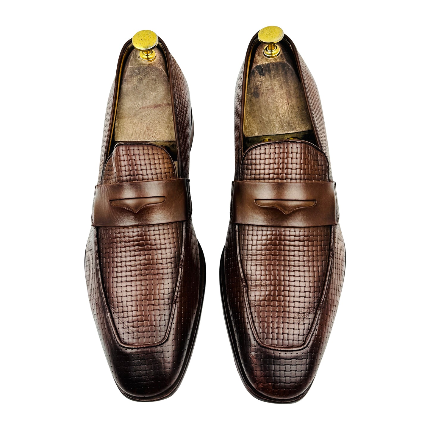 Hugo Boss Brown Woven Leather Loafers (Size 42.5)