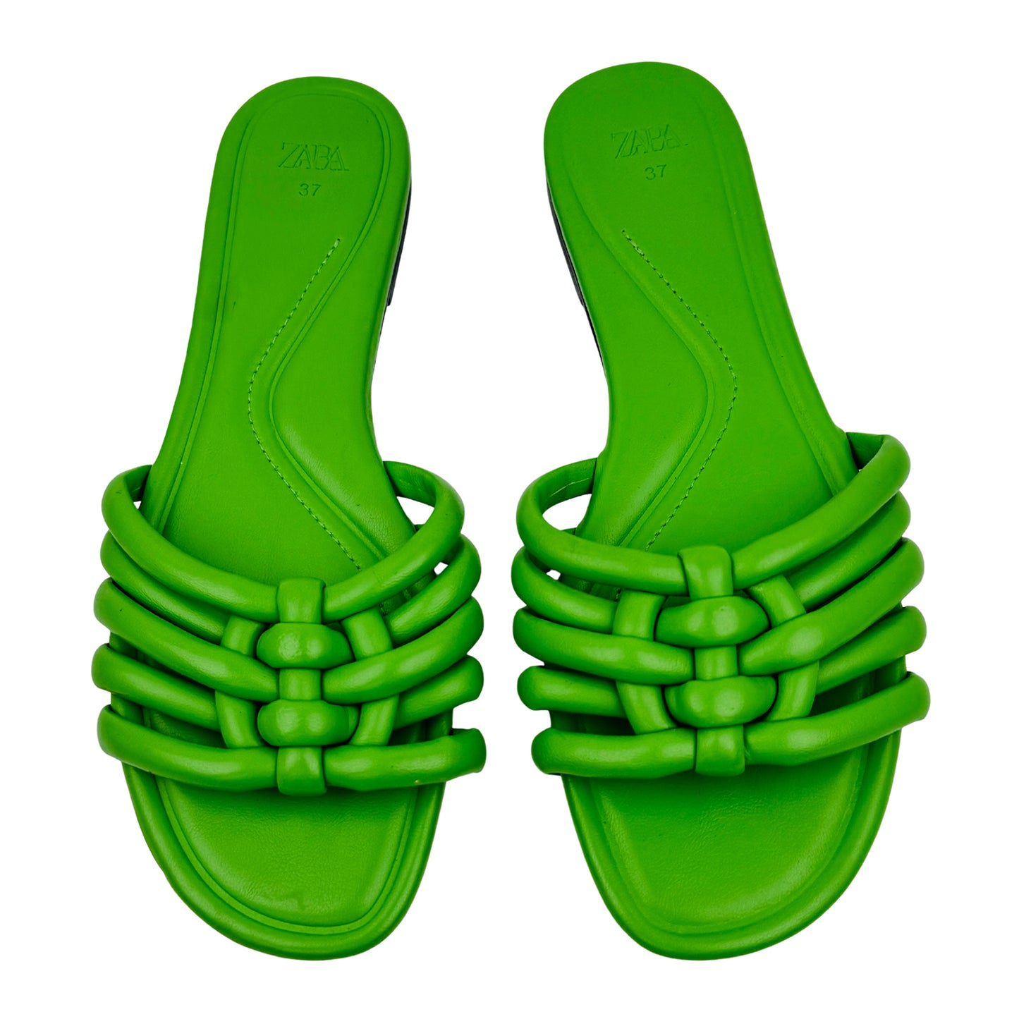 Zara Women's Green Leather Slippers (Size 37)