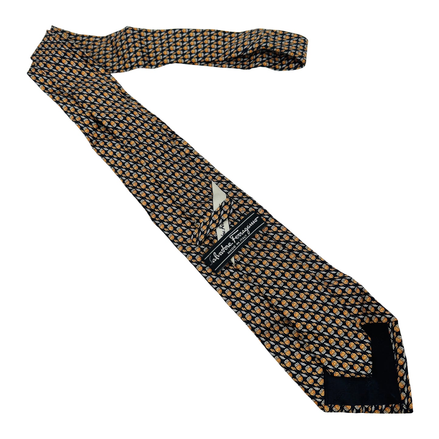 Salvatore Ferragamo Black 'Motifs' Silk Tie (Size Regular)