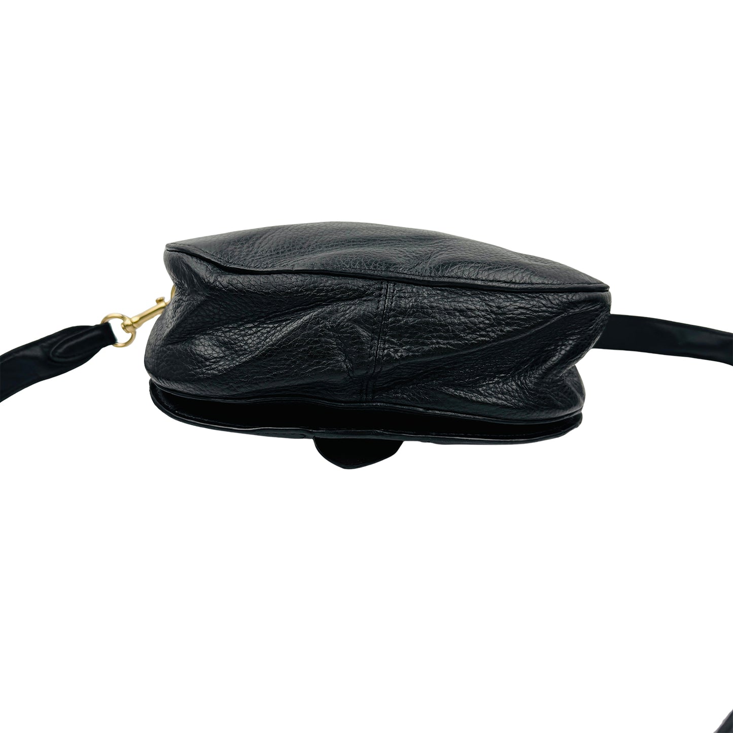 Coach Georgie Black Pebbled Leather Saddle Bag - C3241