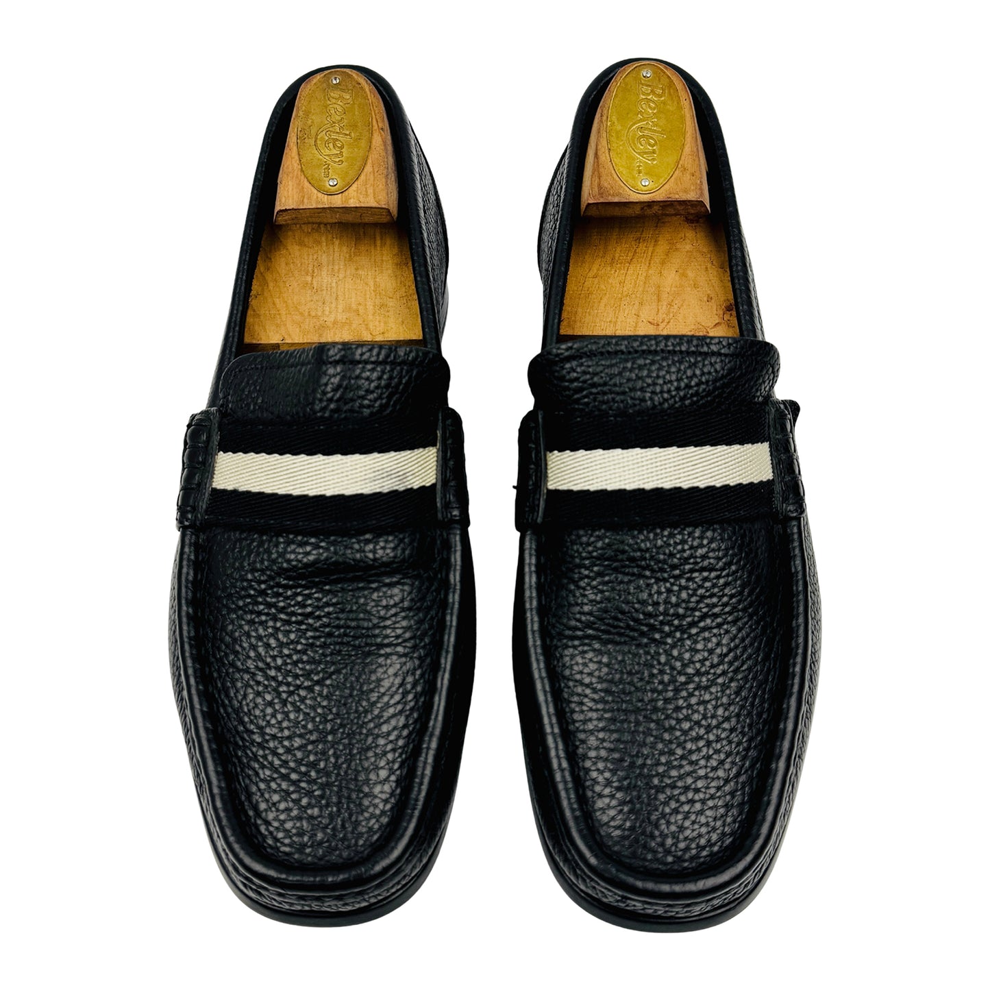 Bally Black Pebbled Leather Loafers (Size 38)