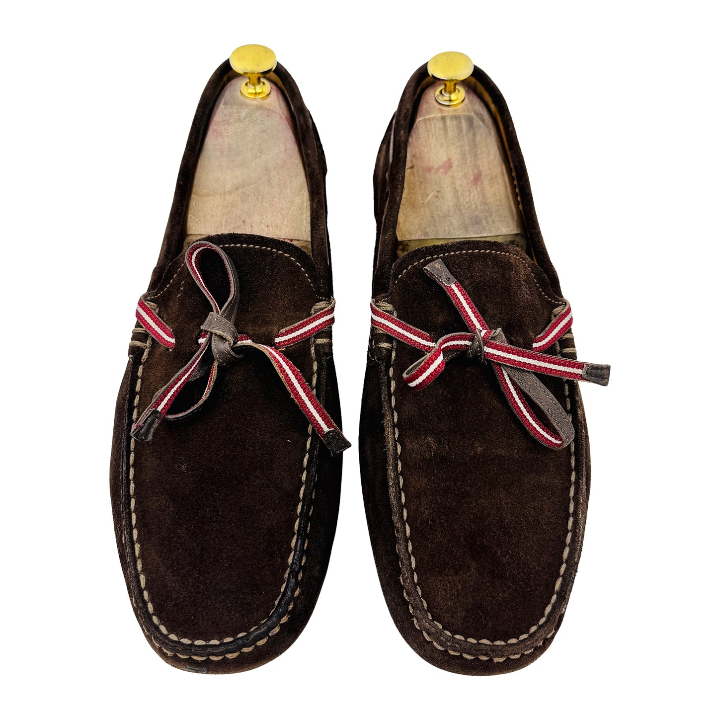 Bally Men's Striped Ribbon Suede Brown Loafers (Size 42.5)