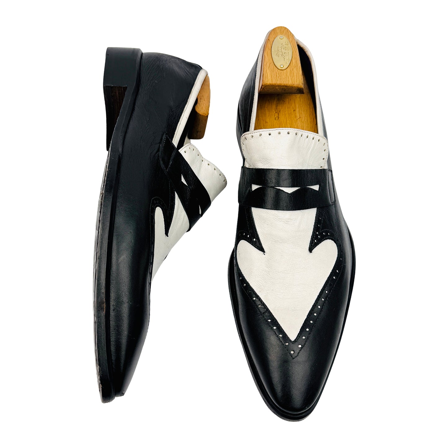 Roberto Guerrini Men's Spectator Black White Loafers (Size 42.5)