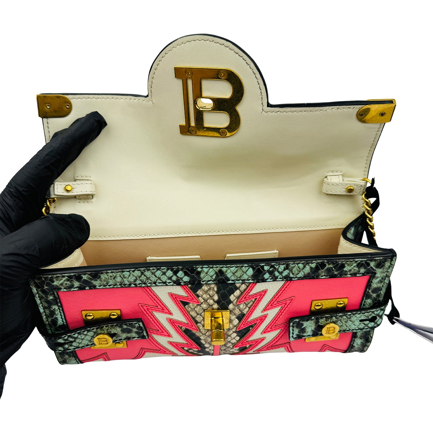 Balmain B-Buzz 23 Patchwork Leather Clutch Bag