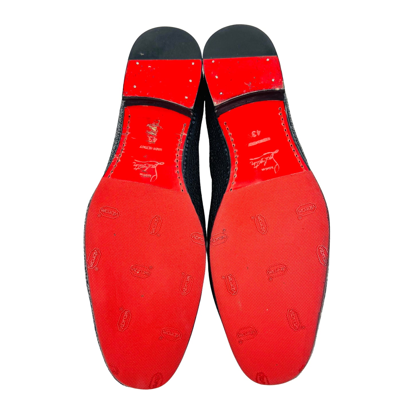 Christian Louboutin Men's Black Textured Leather Loafers (Size 43)