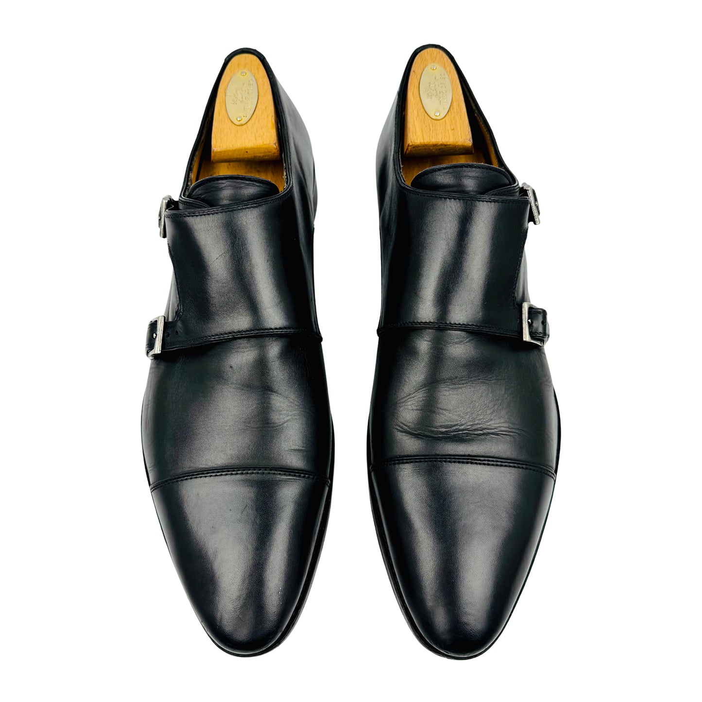 Suitsupply Black Leather Double Monk Strap Shoes (Size 43)