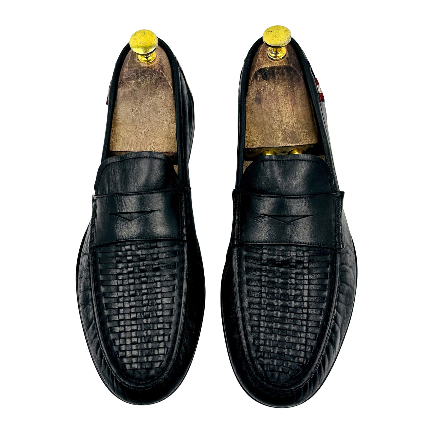 Bally Black Woven Leather Penny Loafers (Size 42)