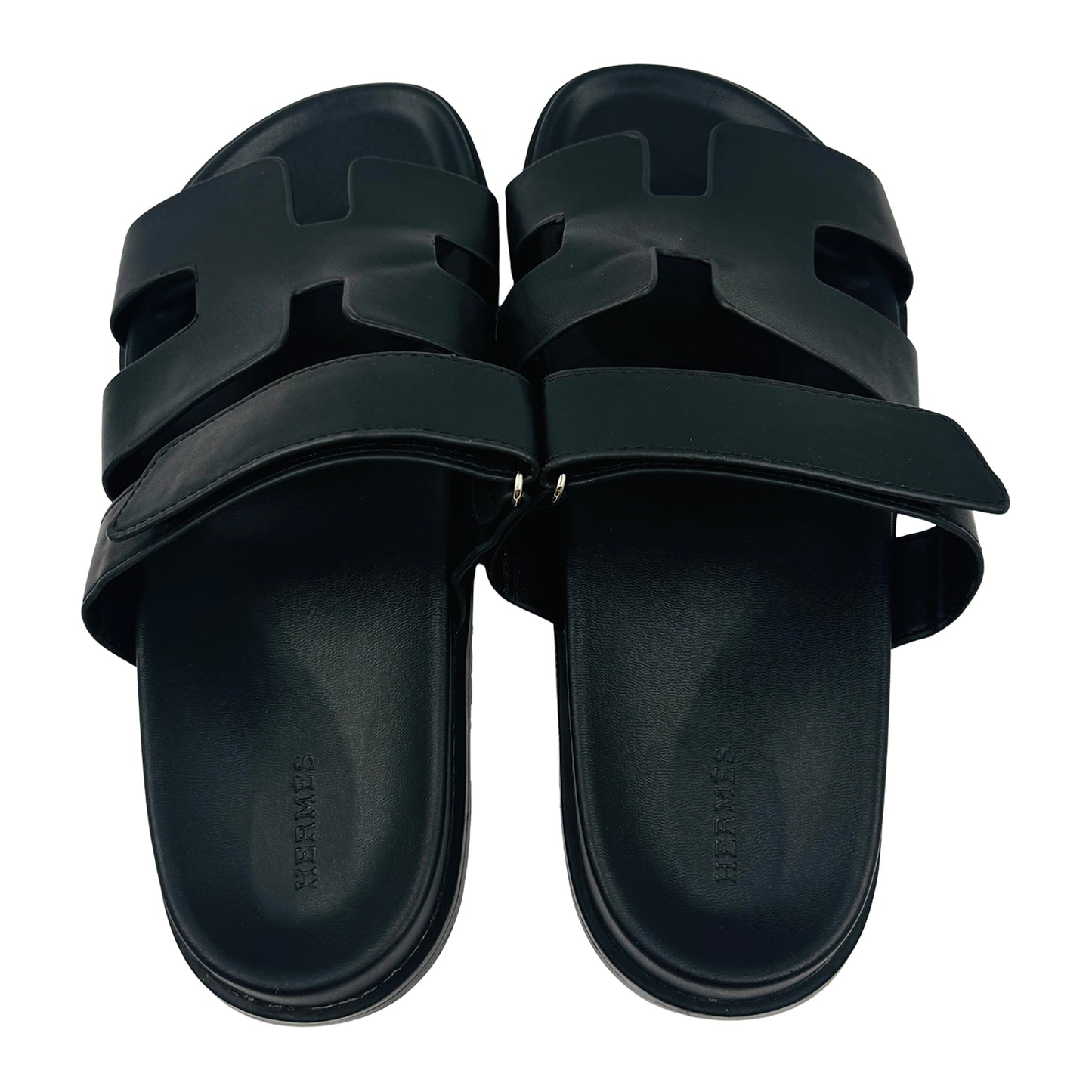 Hermès Chypre Black Sandal Slides (Size 41)