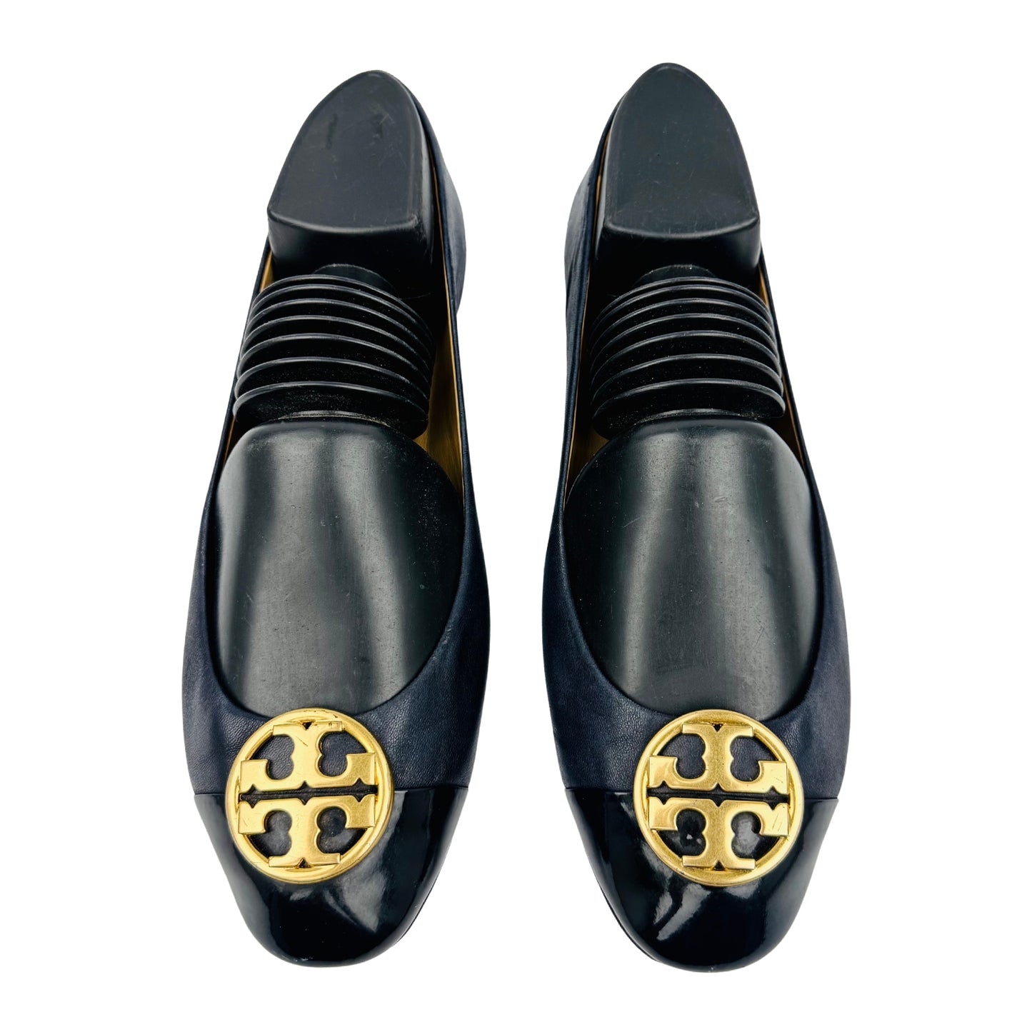 Tory Burch Women's Navy Leather Ballet Flats (Size 38/38.5)