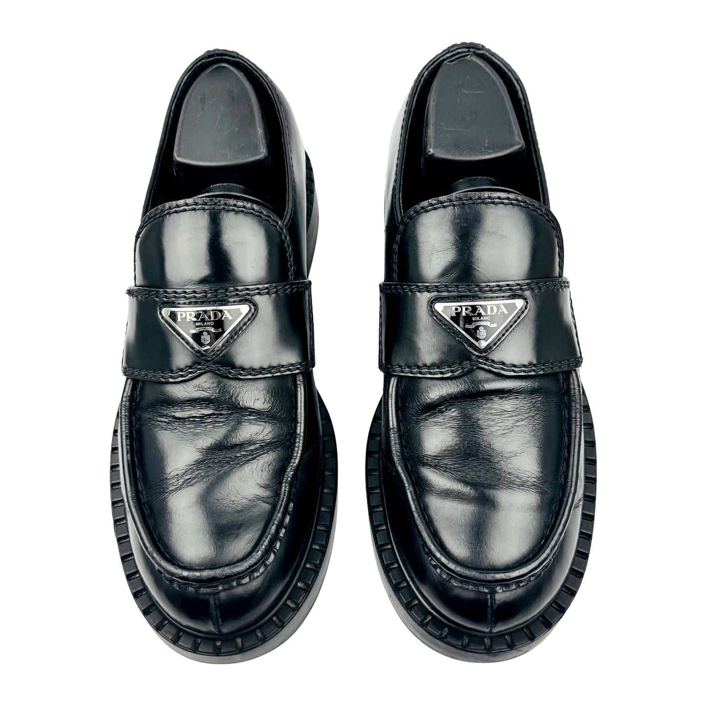 Prada Chocolate Brushed Leather Loafers (Size 41) - 2DE127