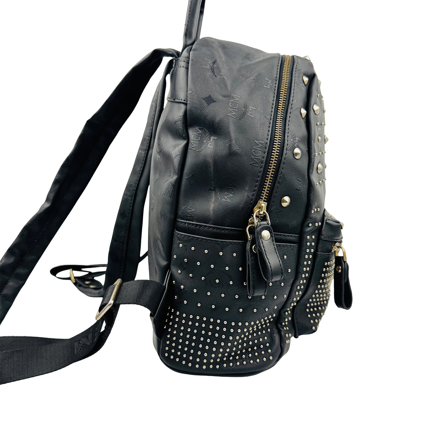 MCM Stark Black Visetos Mixed Studded Backpack