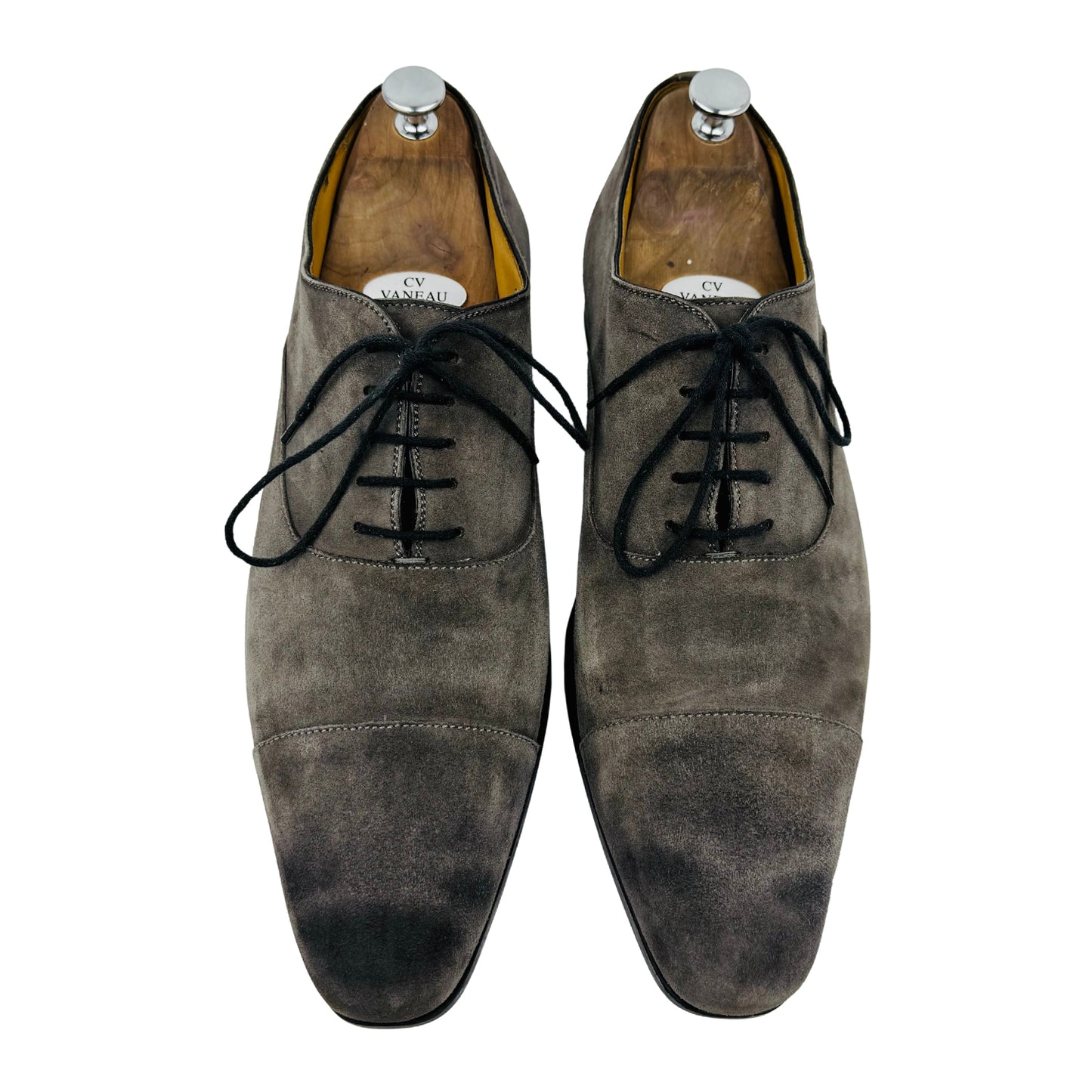 Magnanni Men's Grey Cap-Toe Suede Oxfords (Size 45/45.5)