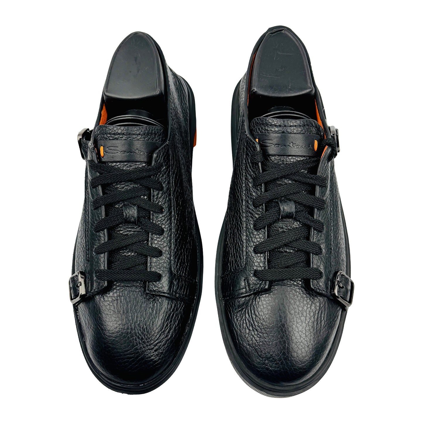 Santoni Men's Black Leather Sneakers (Size 40) - MBCD21738