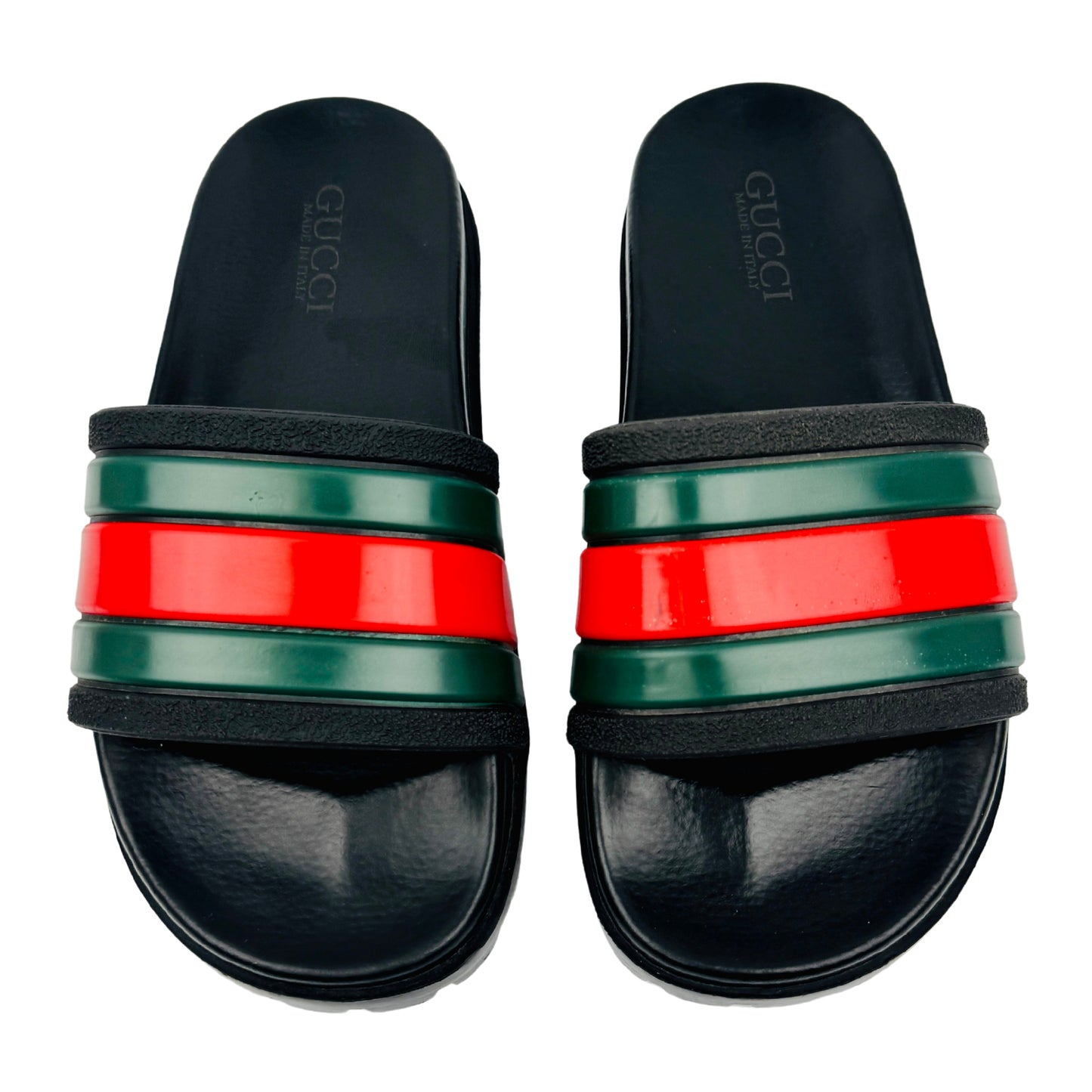 Gucci Men's Green Rubber Italian Slides (Size 40/41)