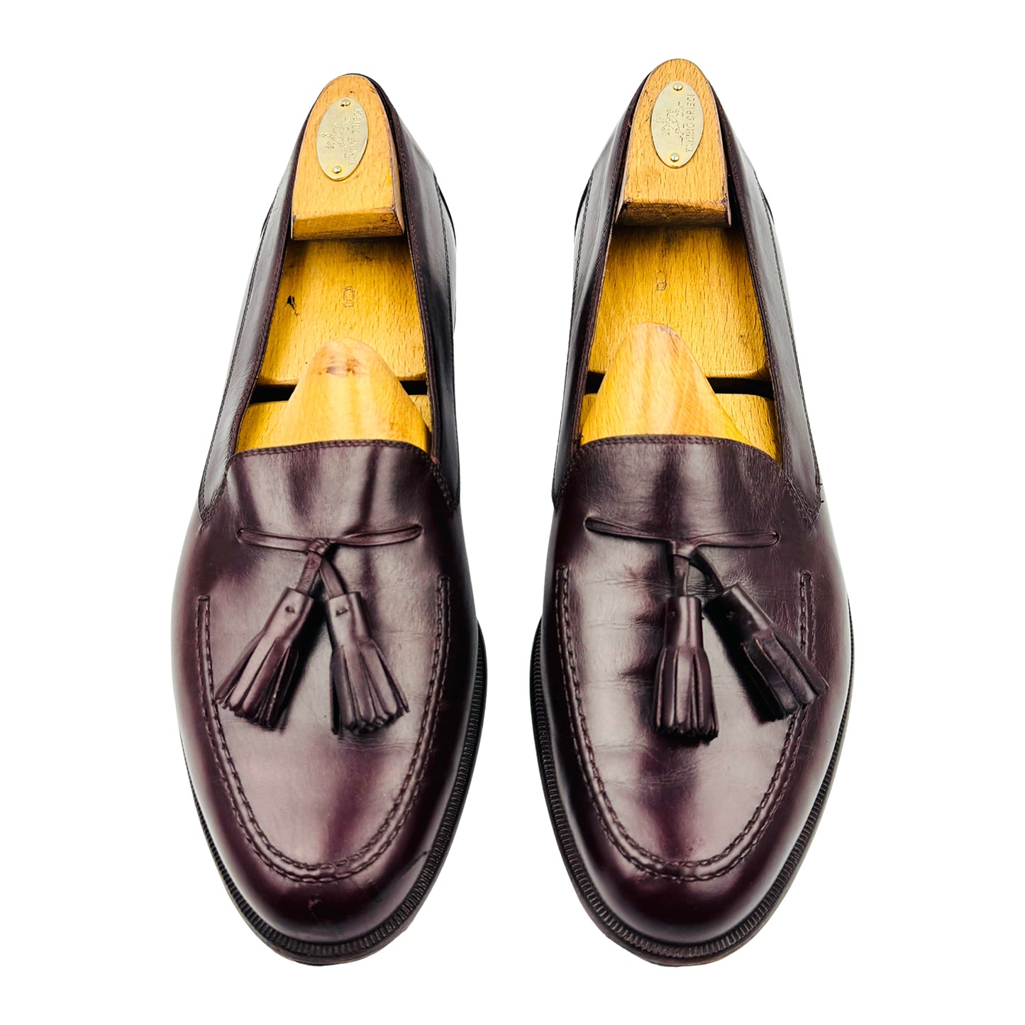 Salvatore Ferragamo Burgundy Leather Tassel Loafers (Size 43)
